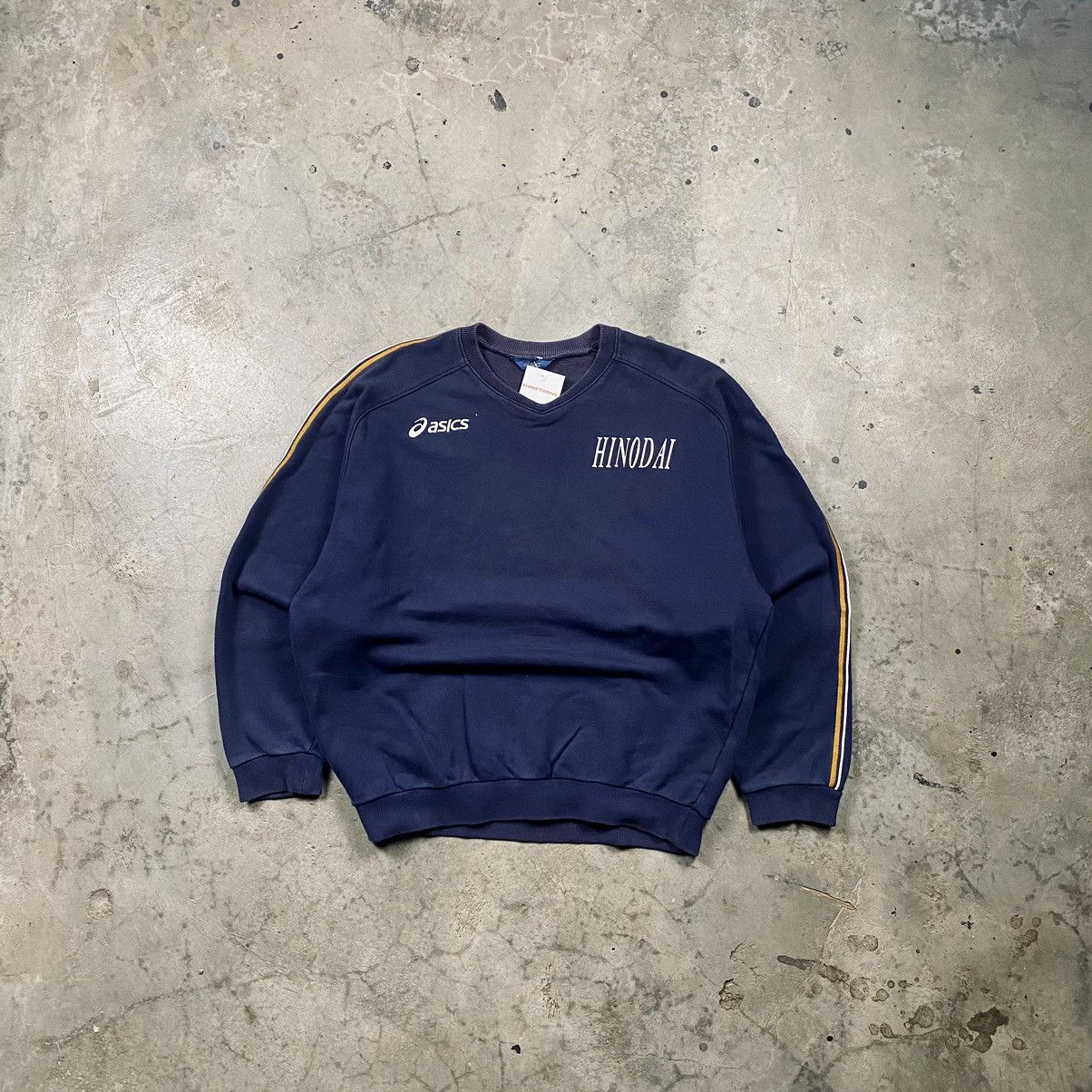 Asics × Japanese Brand y2k Asics Hinodai Japan V Neck Sweatshirt Size US L / EU 52-54 / 3 - 1 Thumbnail