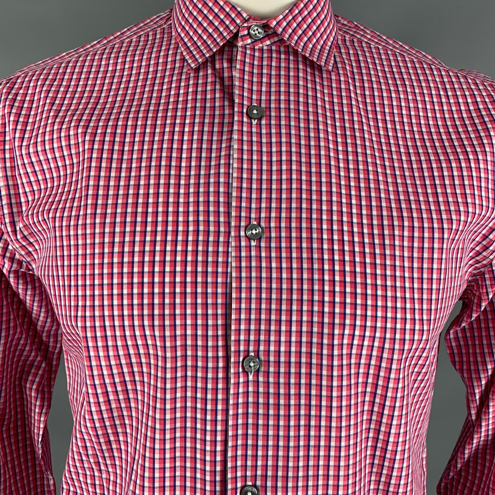 Paul Smith Size L Red & White Blue Checkered Cotton Long Sleeve Shirt Size US L / EU 52-54 / 3 - 2 Thumbnail