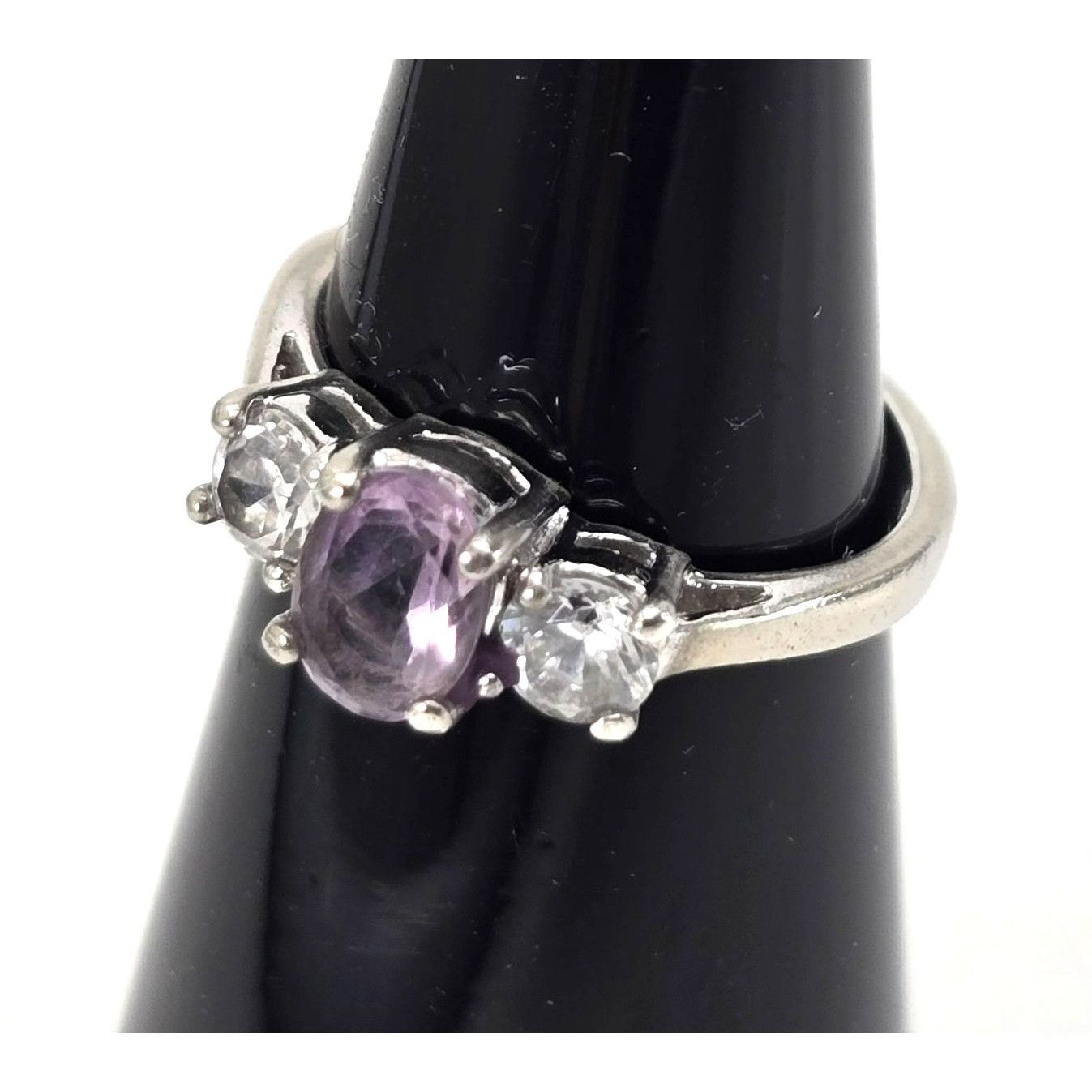 Other Amethyst & White Topaz Sterling Silver Ring Size 5.75 Elegan Size ONE SIZE - 3 Thumbnail