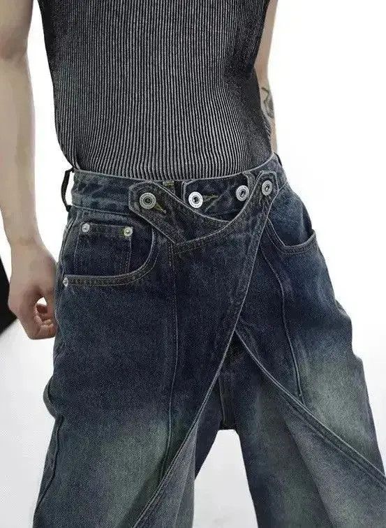 Japanese Brand Deconstruct Wide Leg Washed Jeans Pants y2k Size US 34 / EU 50 - 4 Thumbnail
