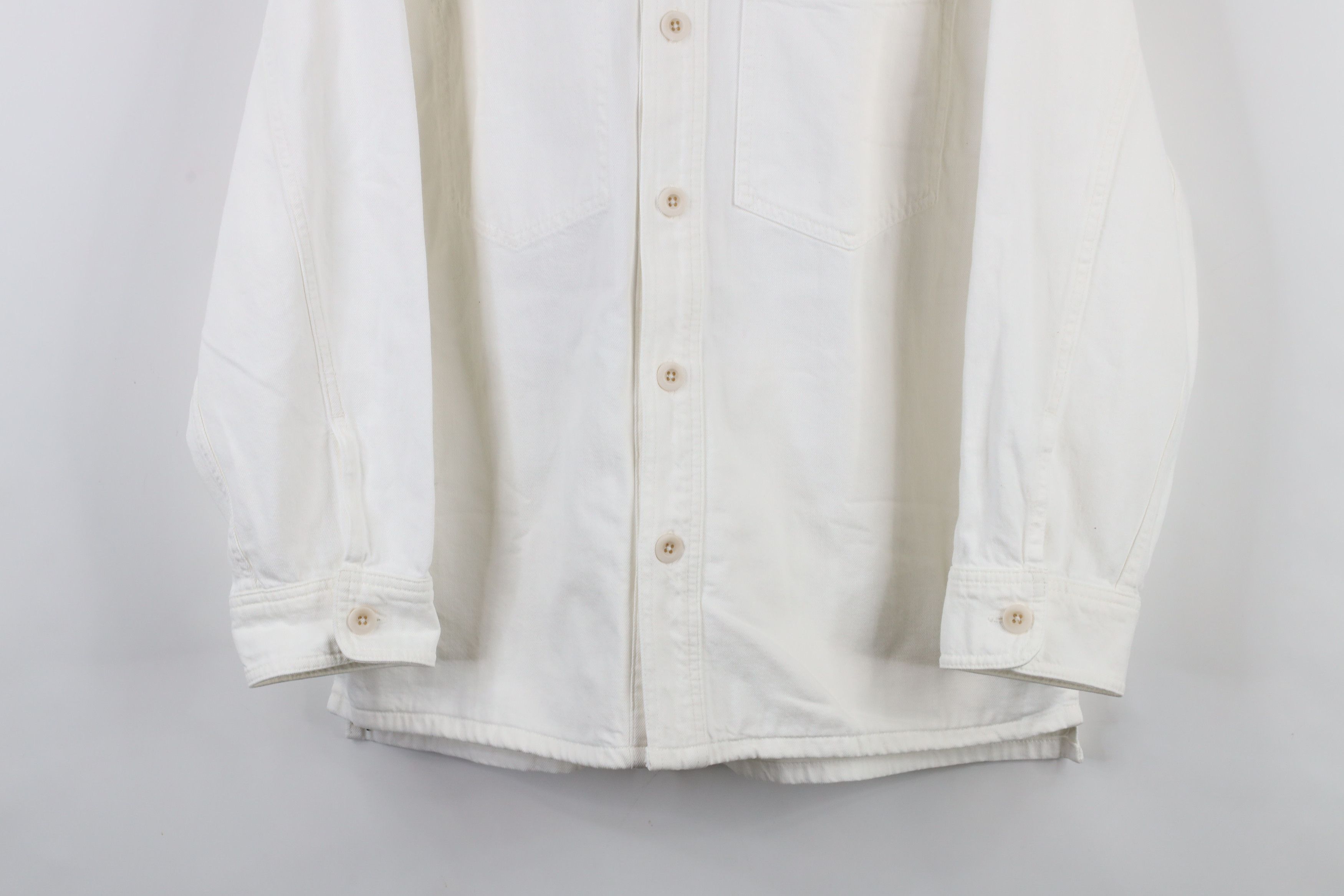 Madewell × Vintage Madewell Oversized Denim Button Chore Jacket White Cotton Size M / US 6-8 / IT 42-44 - 3 Thumbnail
