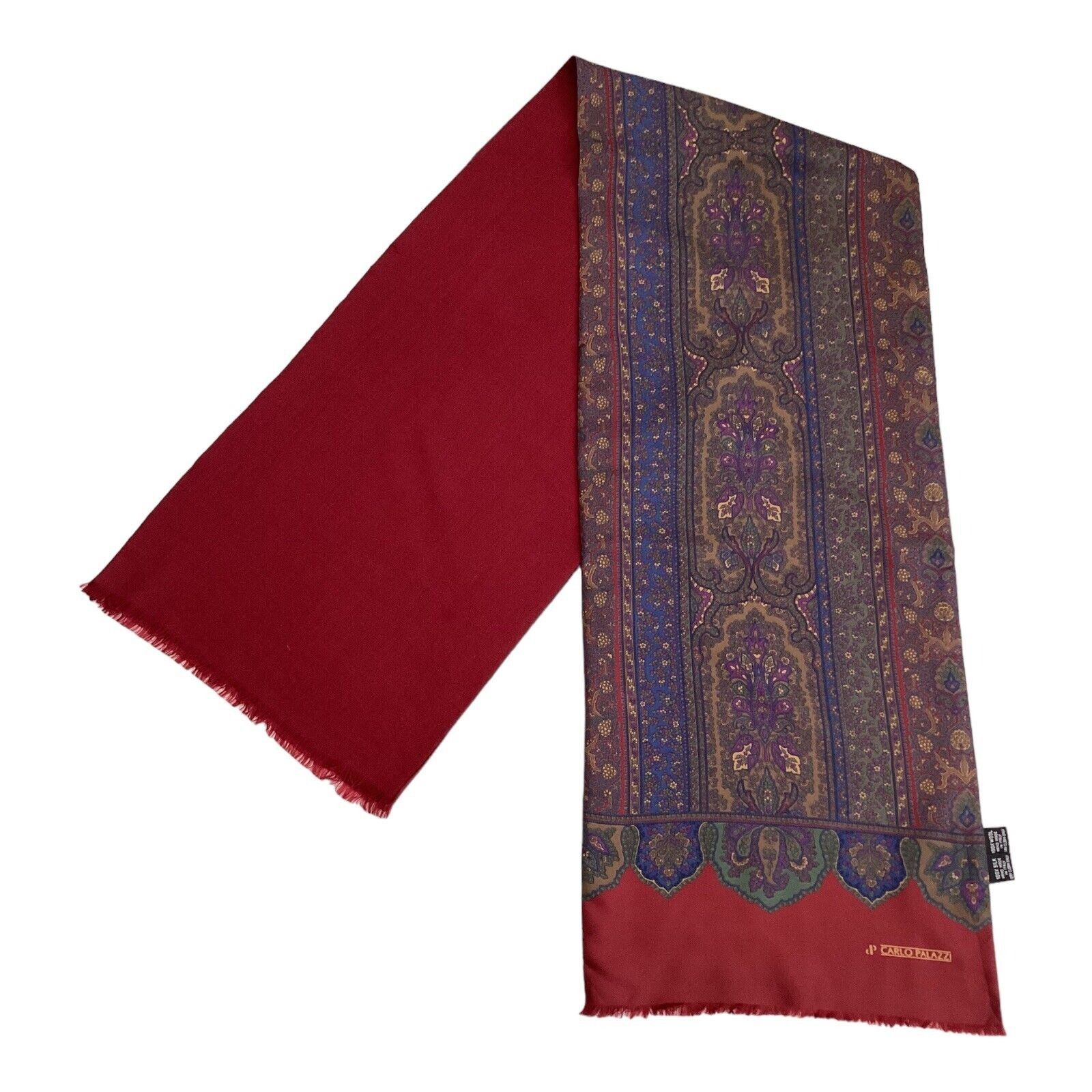 Carlo Palazzi CARLO PALAZZI Red Paisley Double Sided Rectangle Silk Wool S Size ONE SIZE - 1 Thumbnail