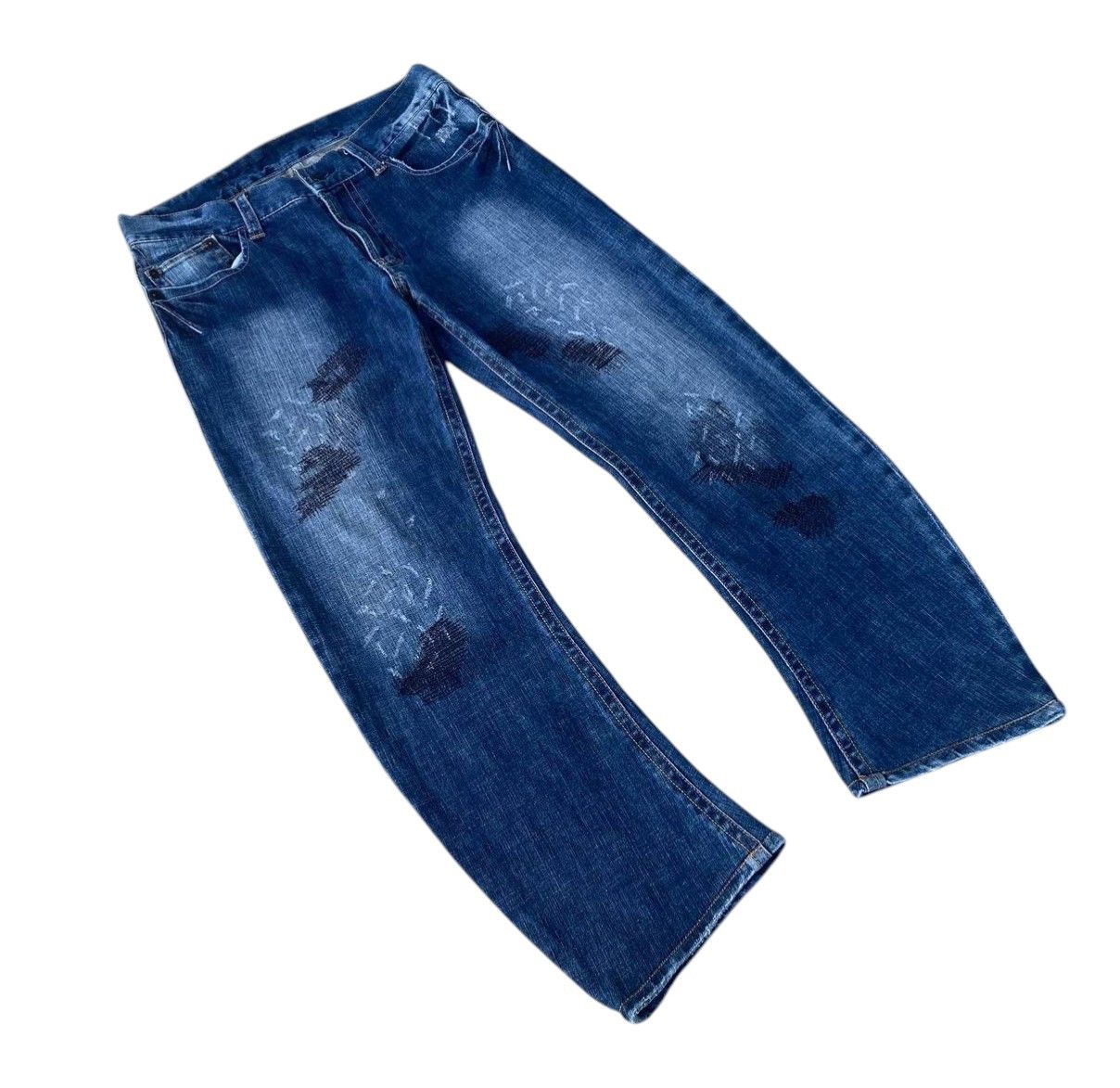 291295=Homme JAPAN 291295=HOMME Curved Leg Grunge Aesthetic Repair Denim Size US 30 / EU 46 - 2 Thumbnail
