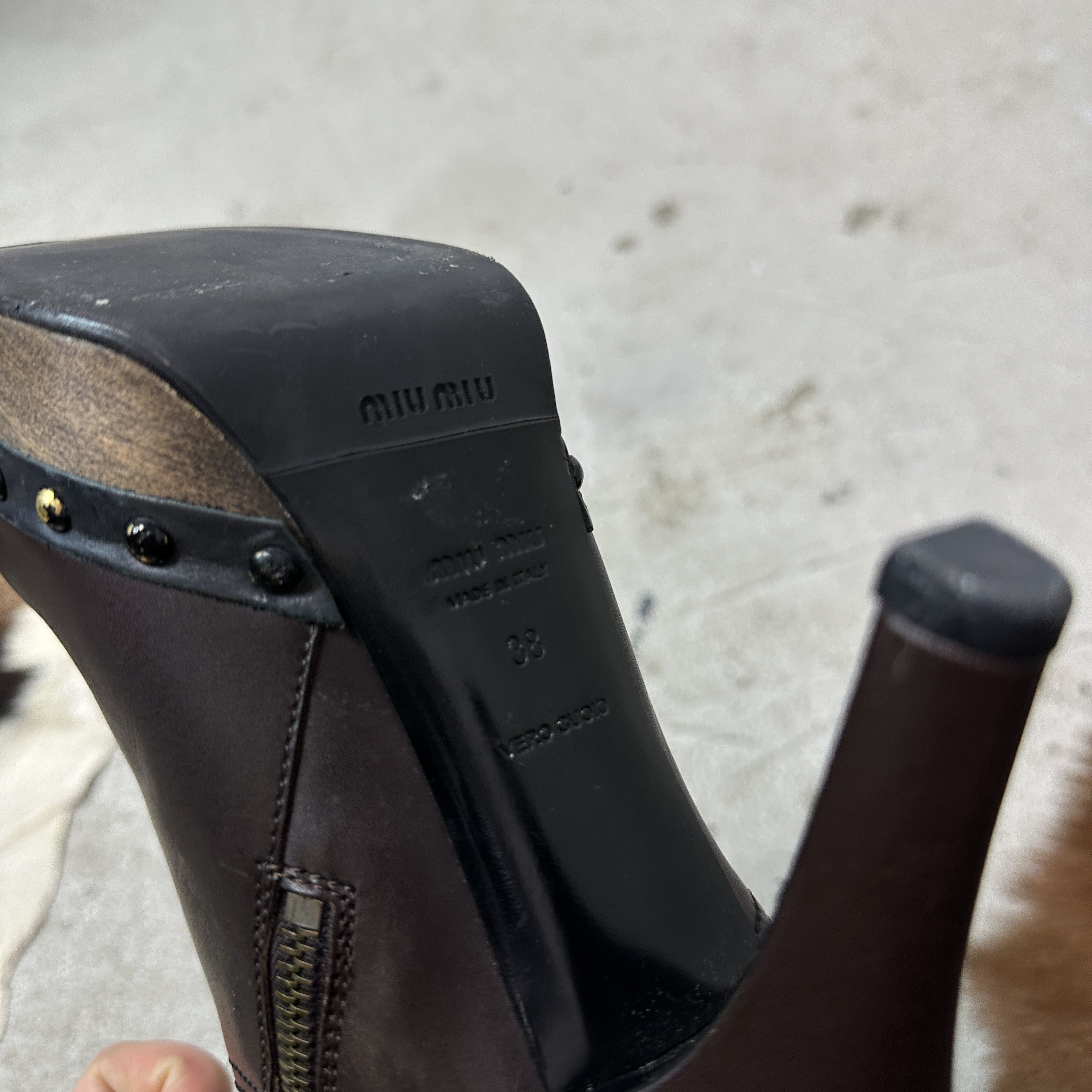 Miu Miu Vintage Leather Platform Studded Biker Miu Miu Boots Y2K Size US 8 / IT 38 - 8 Thumbnail