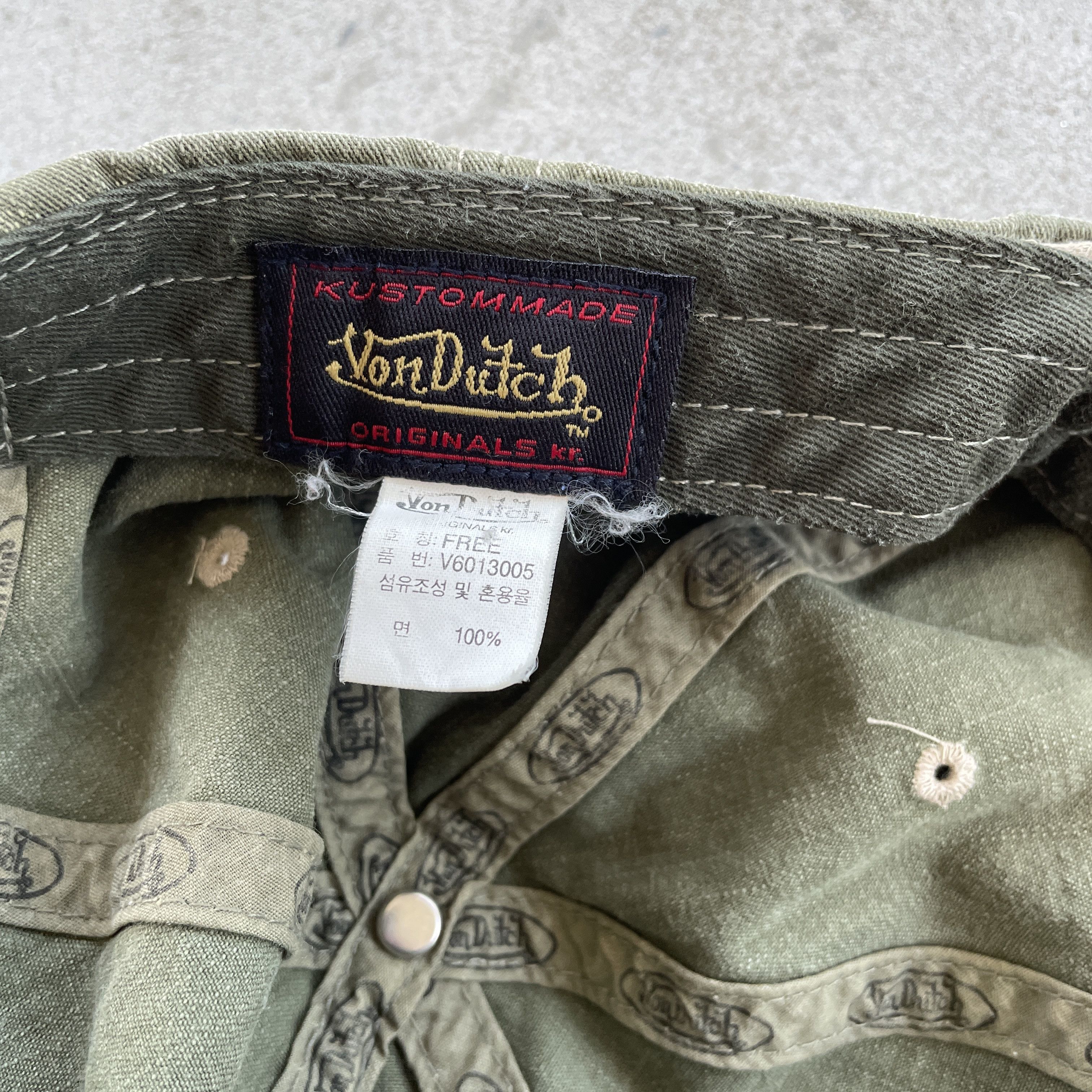 Von Dutch Von Dutch Distressed Khaki Green Brown Hat Cap Vintage Size ONE SIZE - 5 Thumbnail