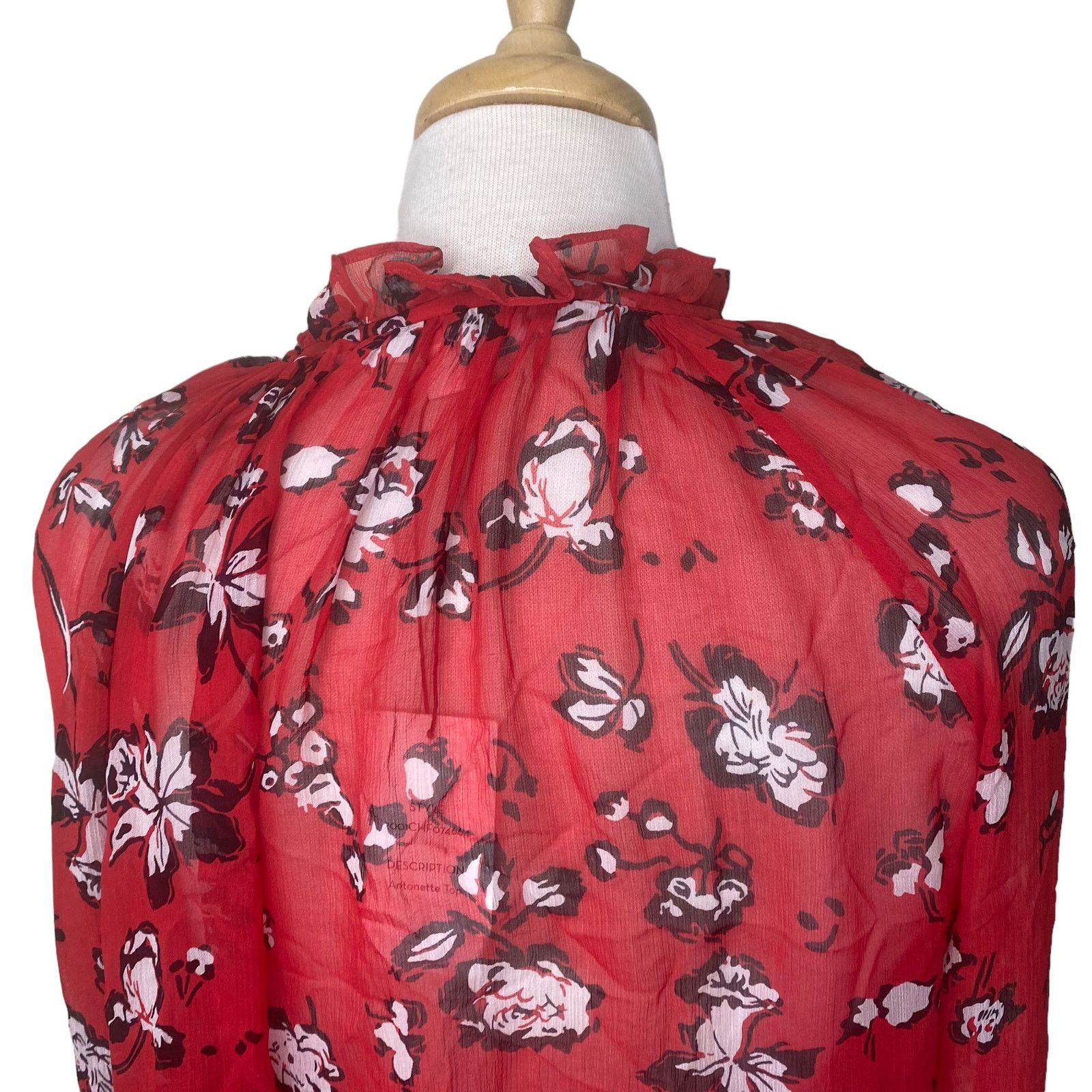 Veronica Beard VERONICA BEARD Antonette Silk Peasant Top Size 6 Red Multi Size M / US 6-8 / IT 42-44 - 7 Thumbnail