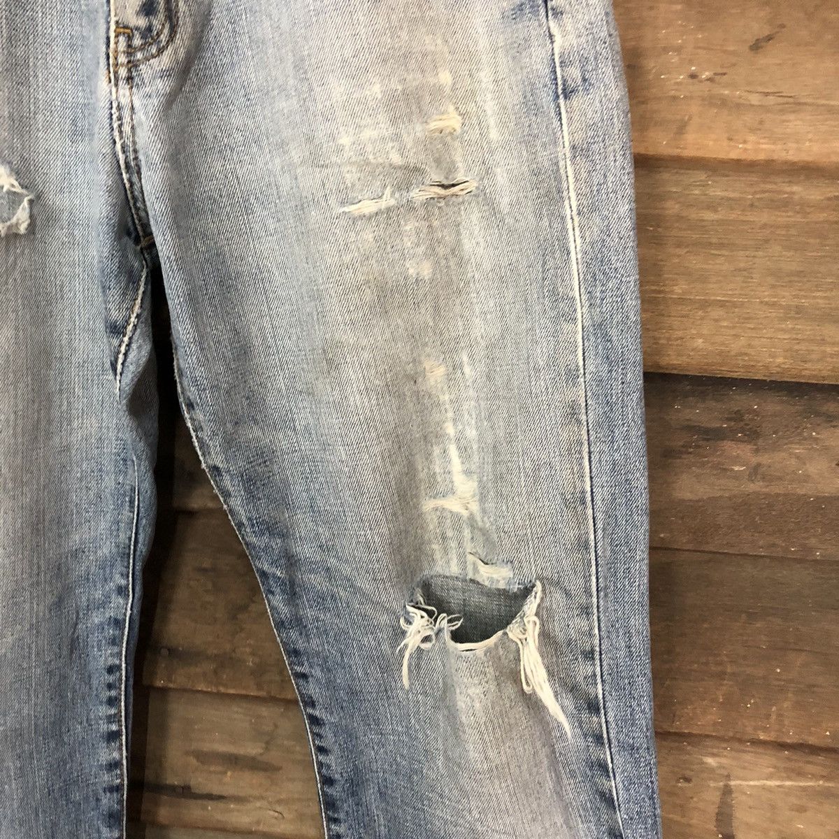Japanese Brand Ring Denim vintage Blue Distressed ripped Denim Pants #7386 Size US 30 / EU 46 - 7 Thumbnail