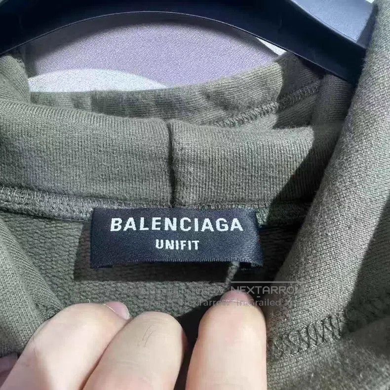 Balenciaga Balenciaga Olive Green Obscuring Line Hoodie Size US L / EU 52-54 / 3 - 3 Thumbnail