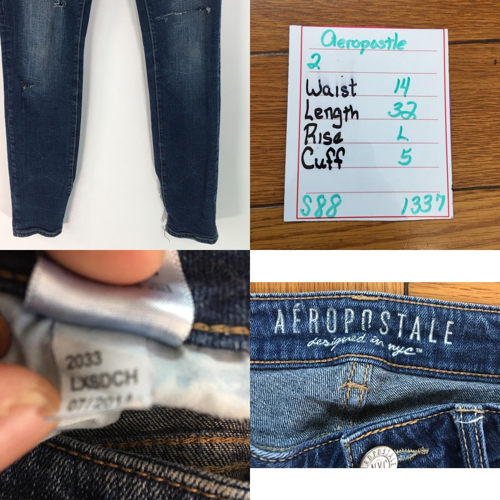 Aeropostale Aeropostale Jeans Womens 2 Reg Blue Skinny Distressed Pockets Whiskered Low Rise Stretch Size 26" / US 2 / IT 38 - 8 Thumbnail