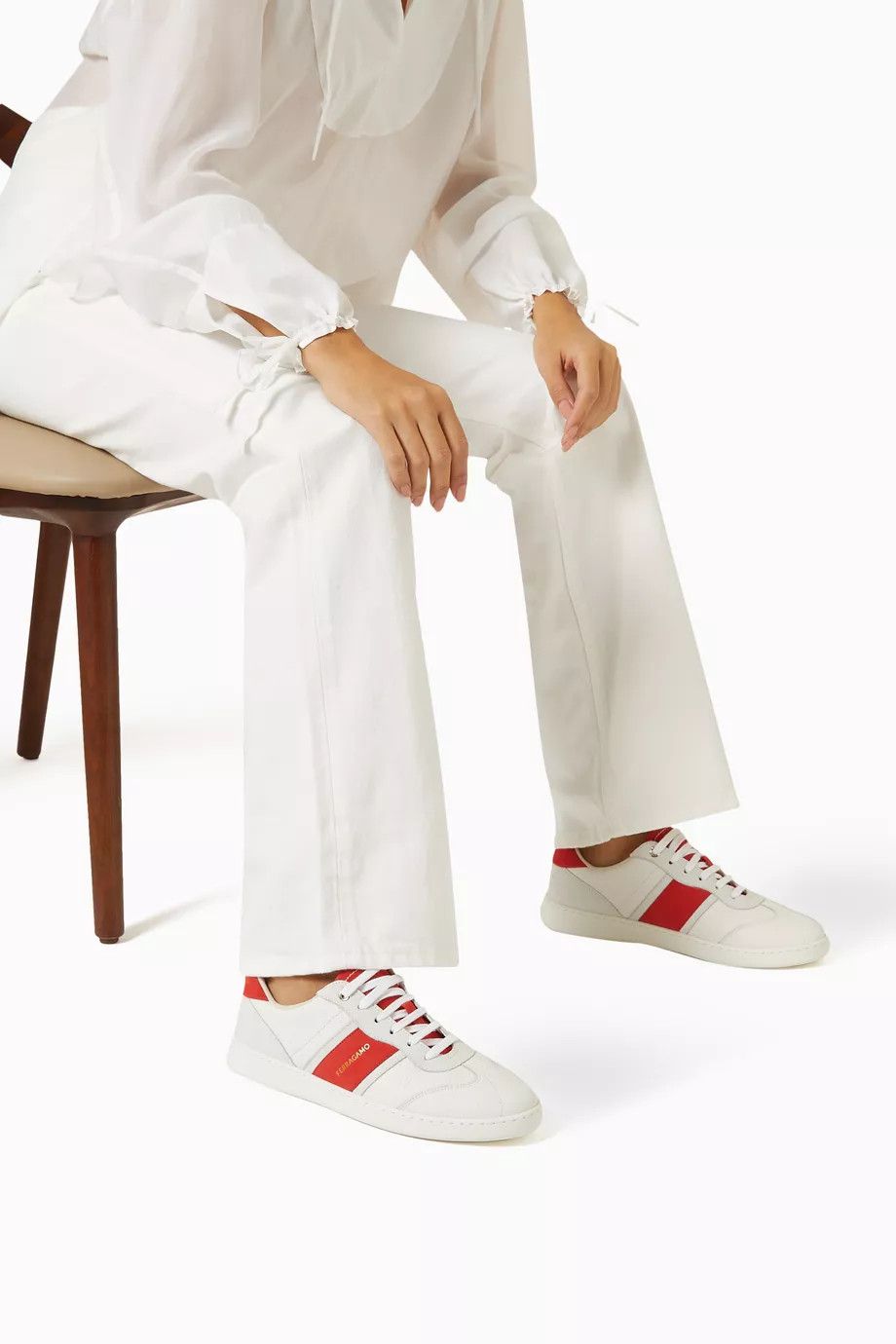 Salvatore Ferragamo o1y0426 Low-Top Sneakers in White/Orange Size US 5.5 / IT 35.5 - 4 Thumbnail