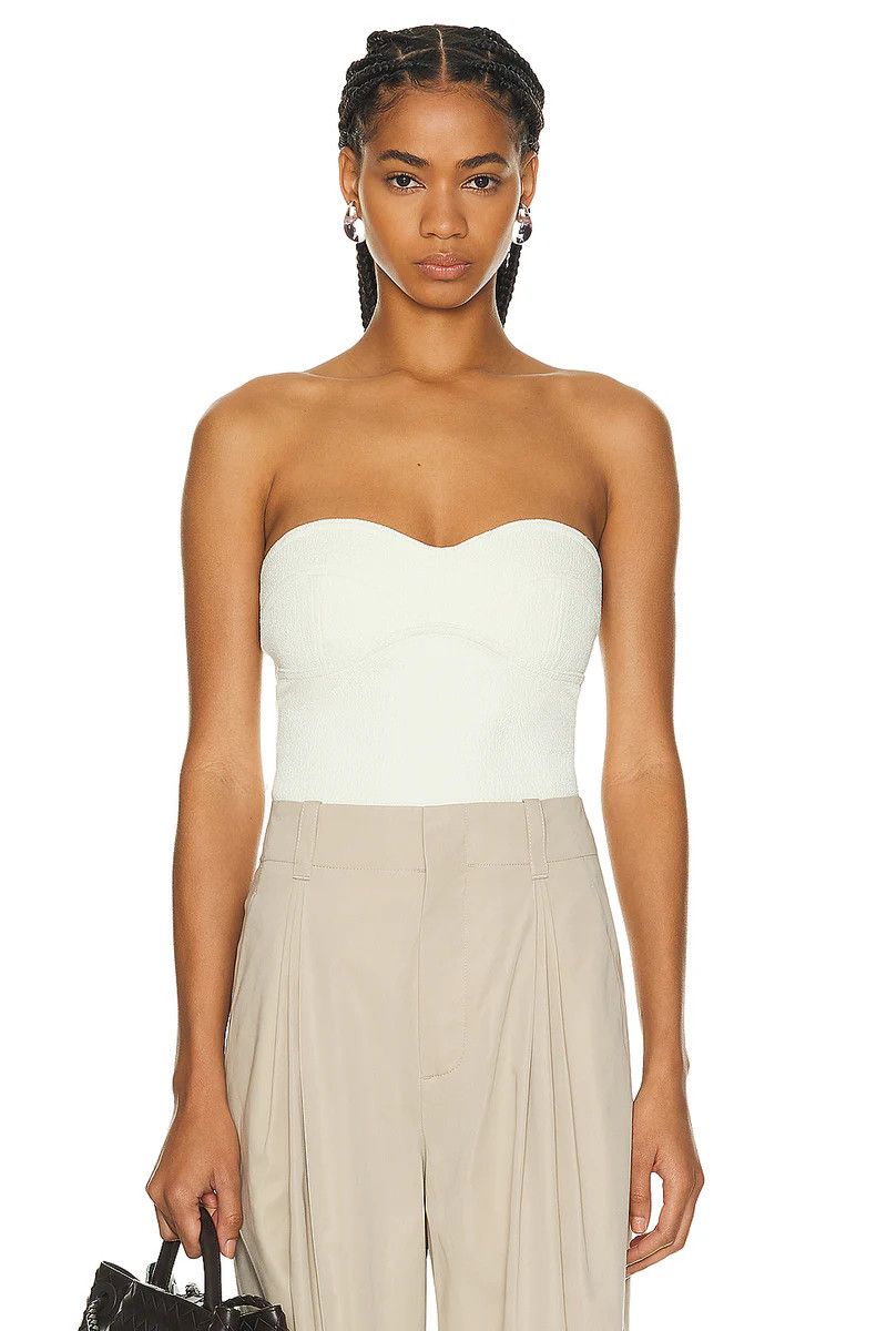 Bottega Veneta o1n1vont1225 Textured Technical Body Suit in White Size XL / US 12-14 / IT 48-50 - 3 Thumbnail