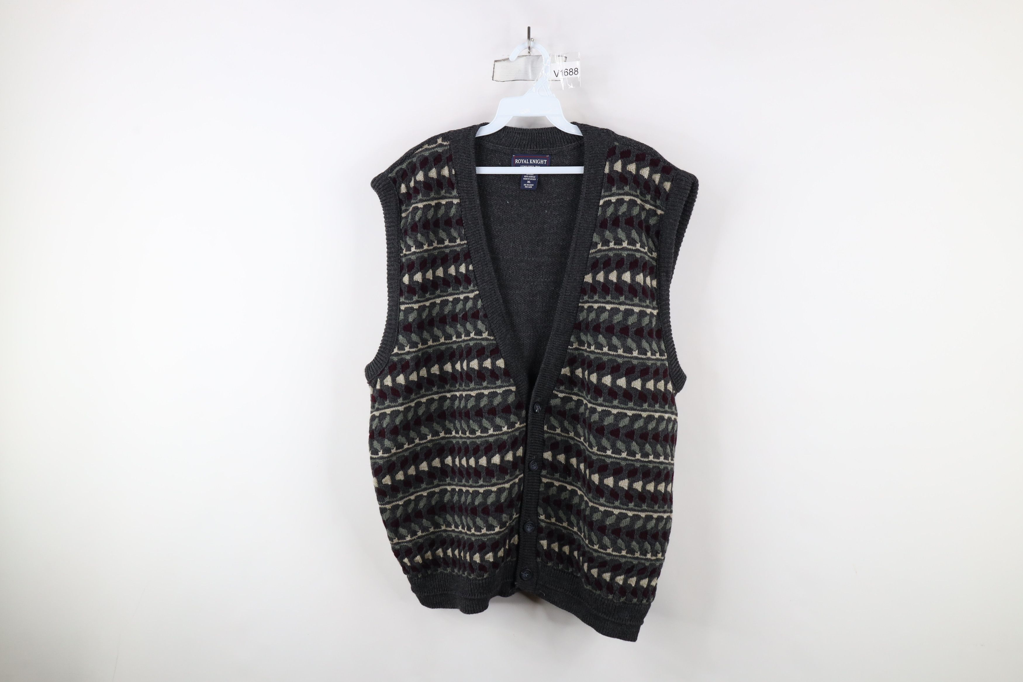 Vintage Vintage 90s Streetwear Knit Cardigan Sweater Vest Acrylic Size US XL / EU 56 / 4 - 1 Thumbnail