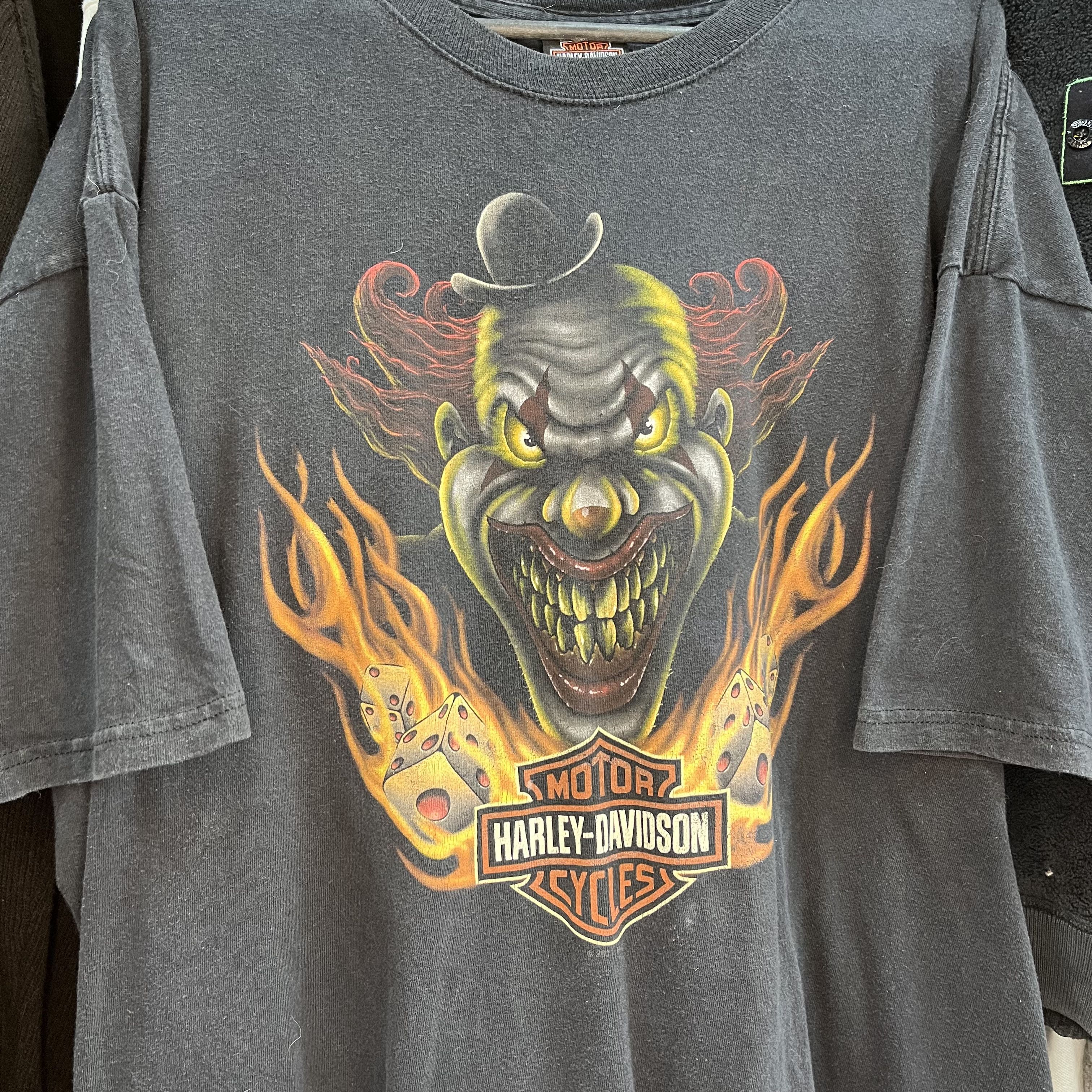 Harley Davidson HARLEY DAVIDSON ARCHIVE SCARY CLOWN TEE 1990s - № 56 Size US XL / EU 56 / 4 - 9 Thumbnail