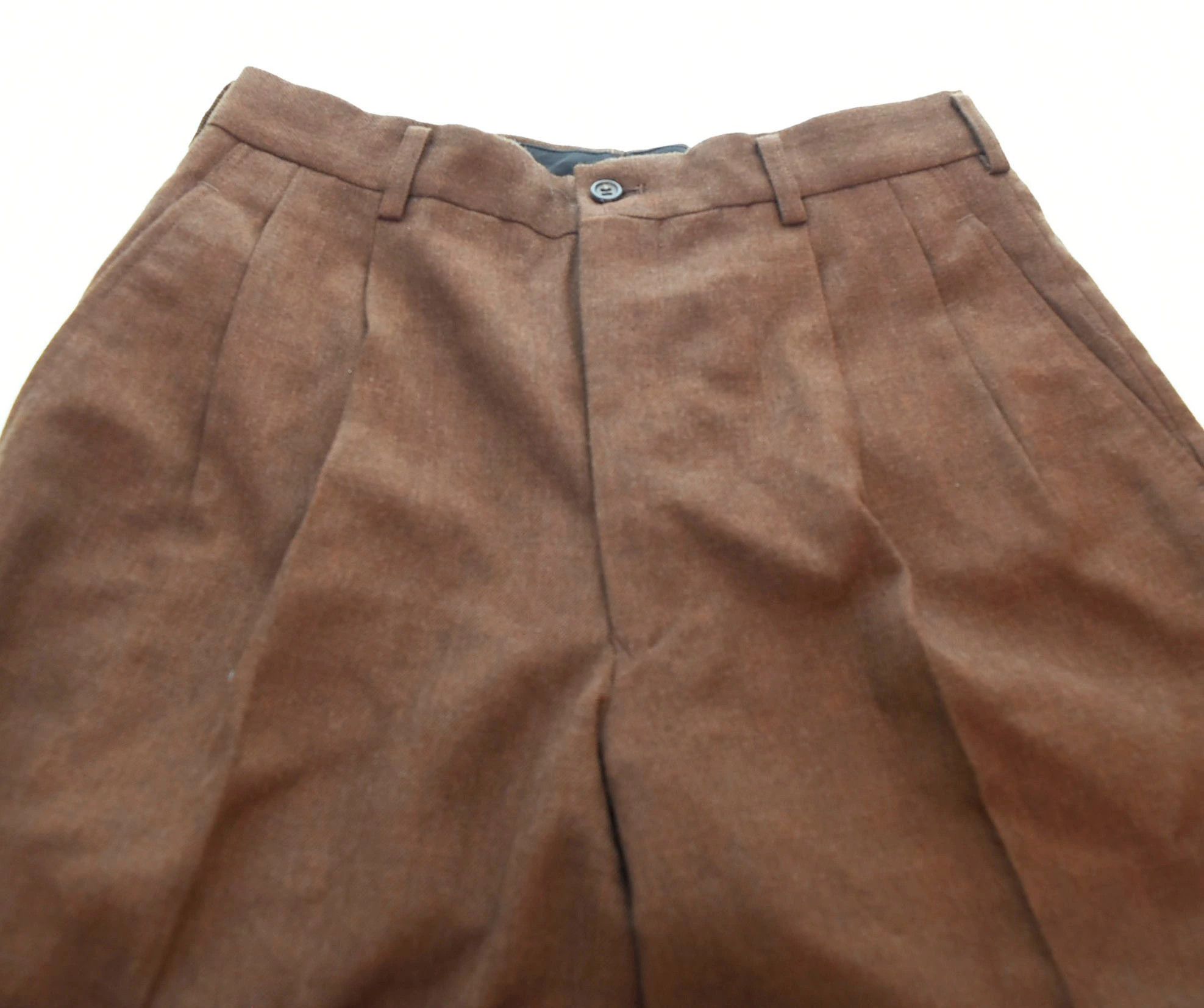 Comme des Garcons Homme Plus Cropped Pants Wool Zipper 2 Tuck Wide Pattern Brown Size US 28 / EU 44 - 3 Thumbnail