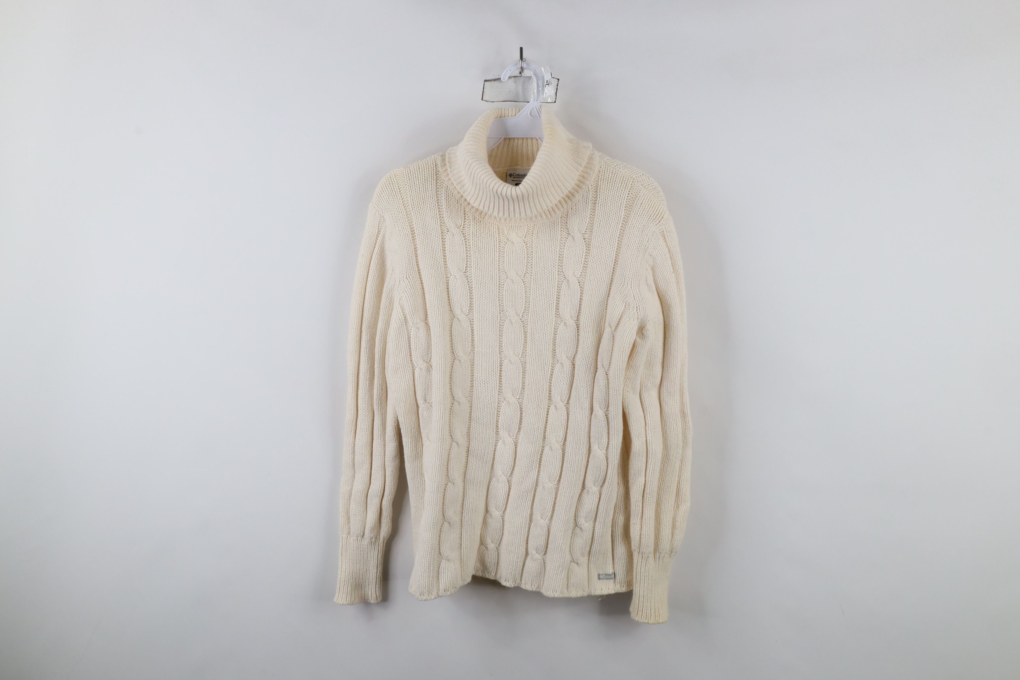 Columbia × Vintage Vintage Columbia Blend Chunky Cable Knit Turtleneck Sweater Size L / US 10 / IT 46 - 1 Thumbnail