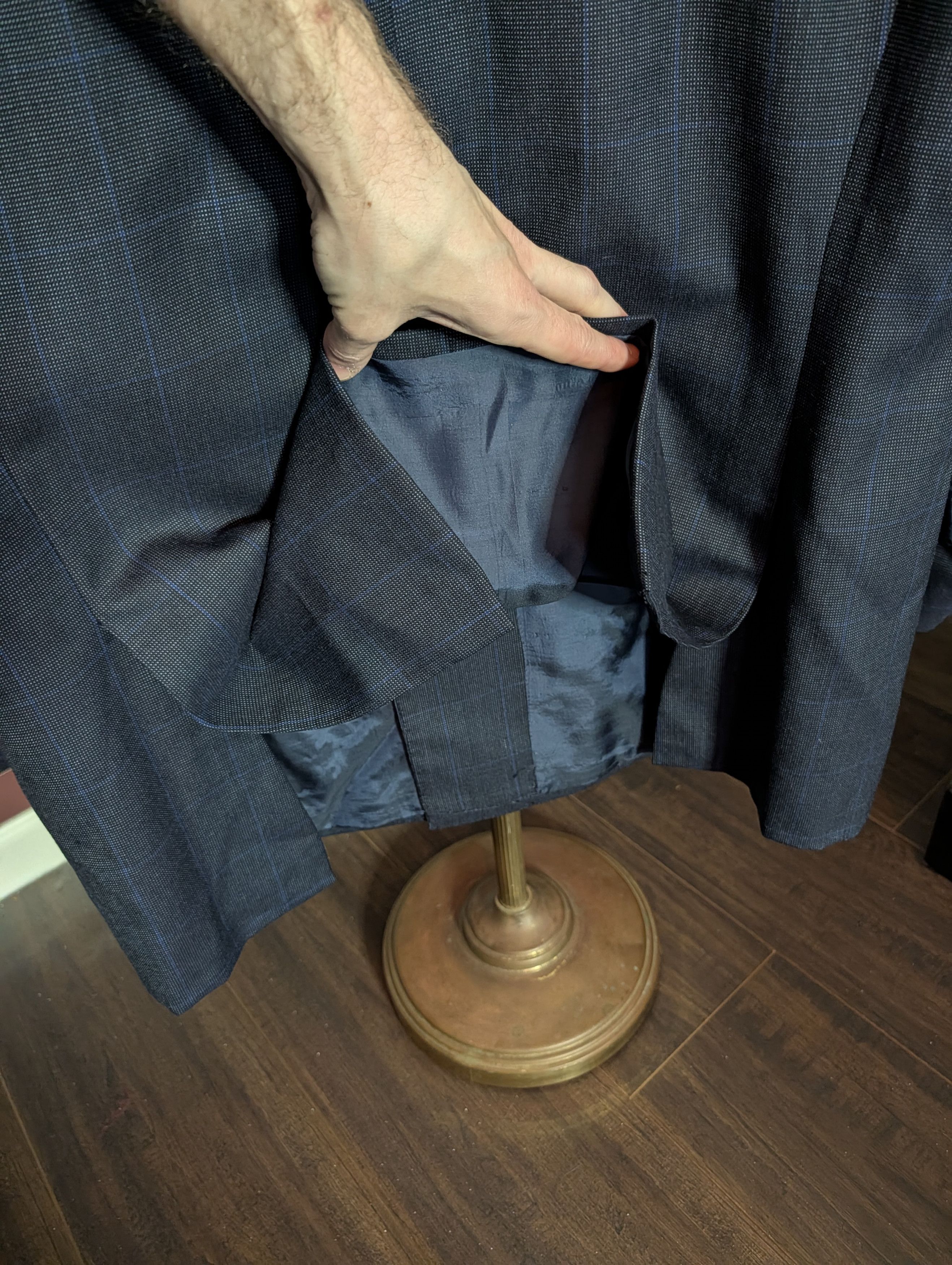 Bespoken NAURA Paris bespoke navy check double breasted jacket Size 44R - 9 Thumbnail