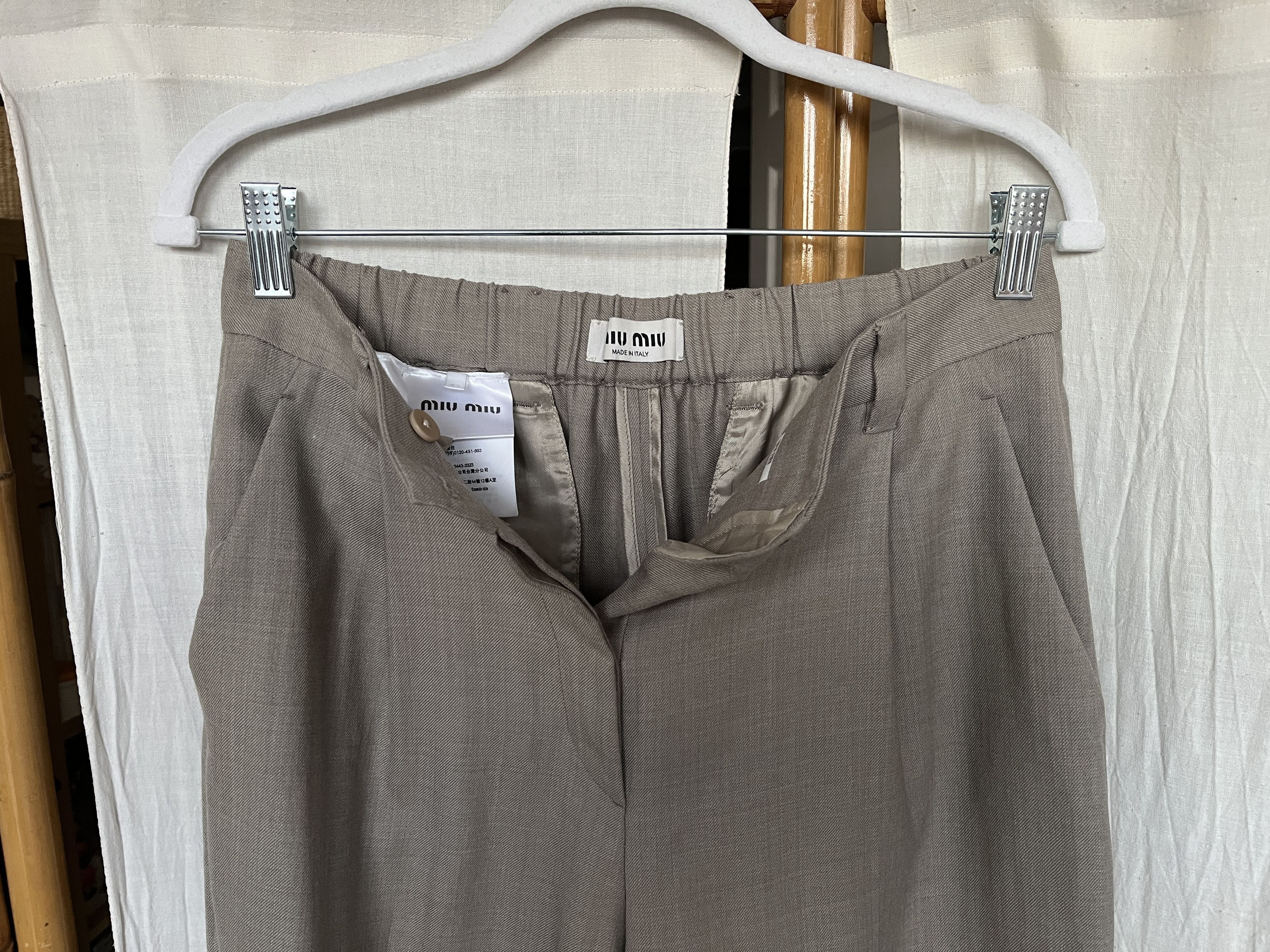 Miu Miu Miu Miu. Beige Wool Trousers. Medium/42 Size 28" / US 6 / IT 42 - 7 Thumbnail