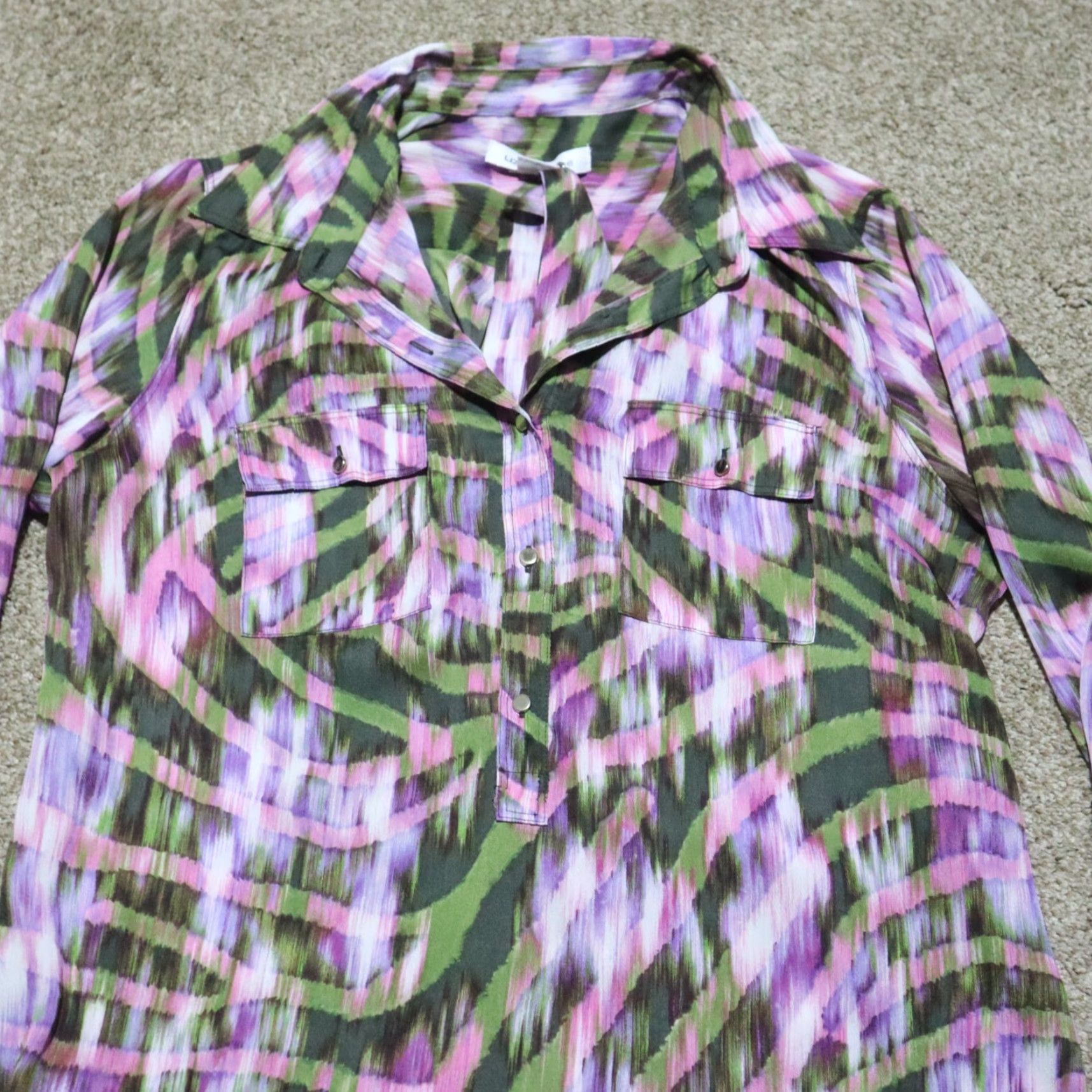 Liz Claiborne Liz Claiborne Shirt Women M Purple Long Sleeve Button-Down Front Tie-Front Slim Fit Casual Corporate Career Size M / US 6-8 / IT 42-44 - 2 Thumbnail