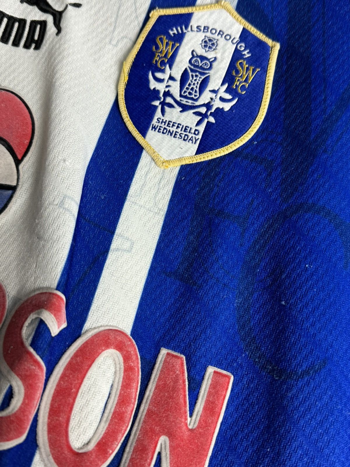 Puma Sheffield Wednesday 95/97 Home Football Jersey Size US L / EU 52-54 / 3 - 11 Thumbnail