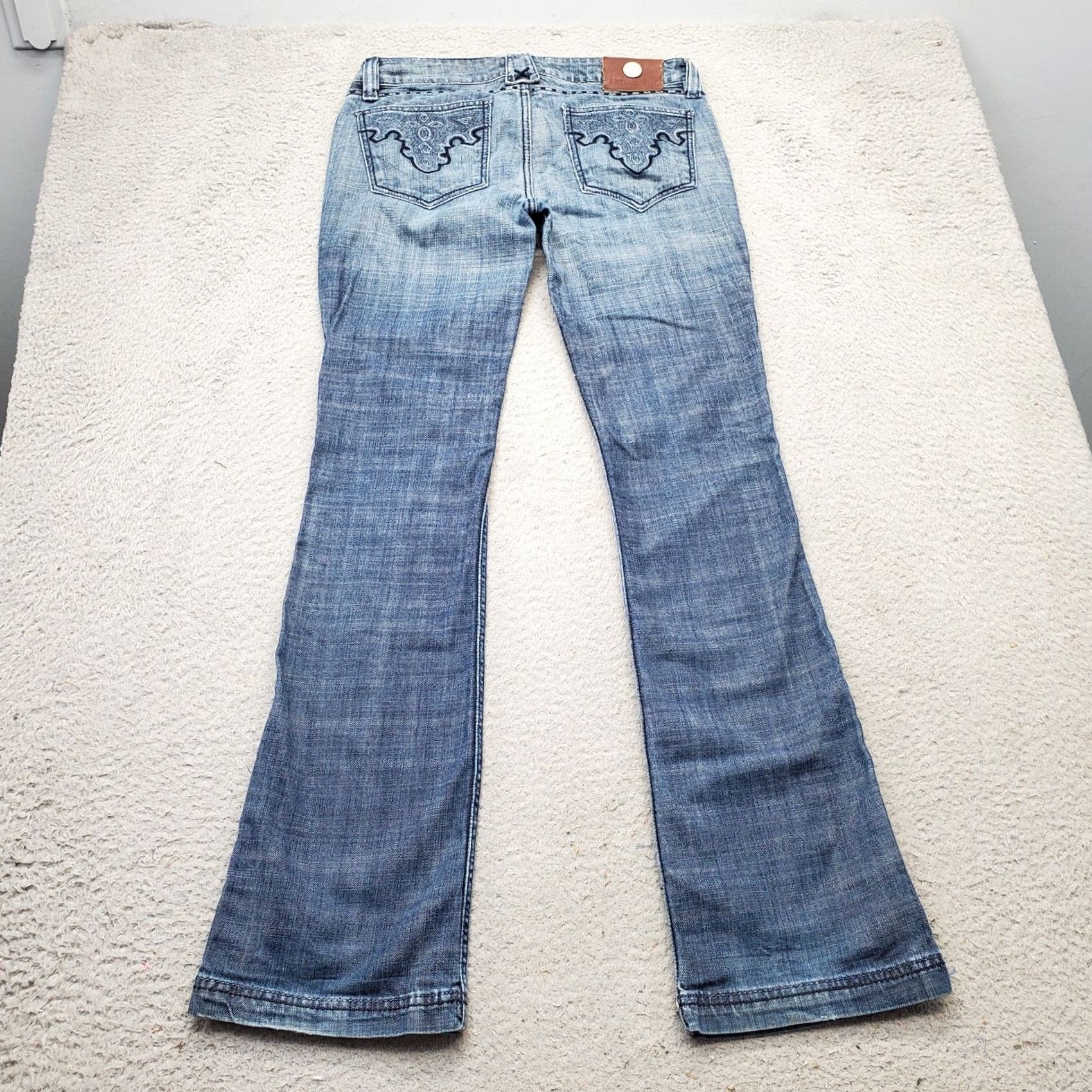Denime Antic Denim Jeans Womens Size 29 Blue Denim Low Rise Straight Fit Thick Stitch - Womens Jeans 29 Blue Denim Low Rise Straight Antic Denim Jeans Size 29" - 2 Thumbnail