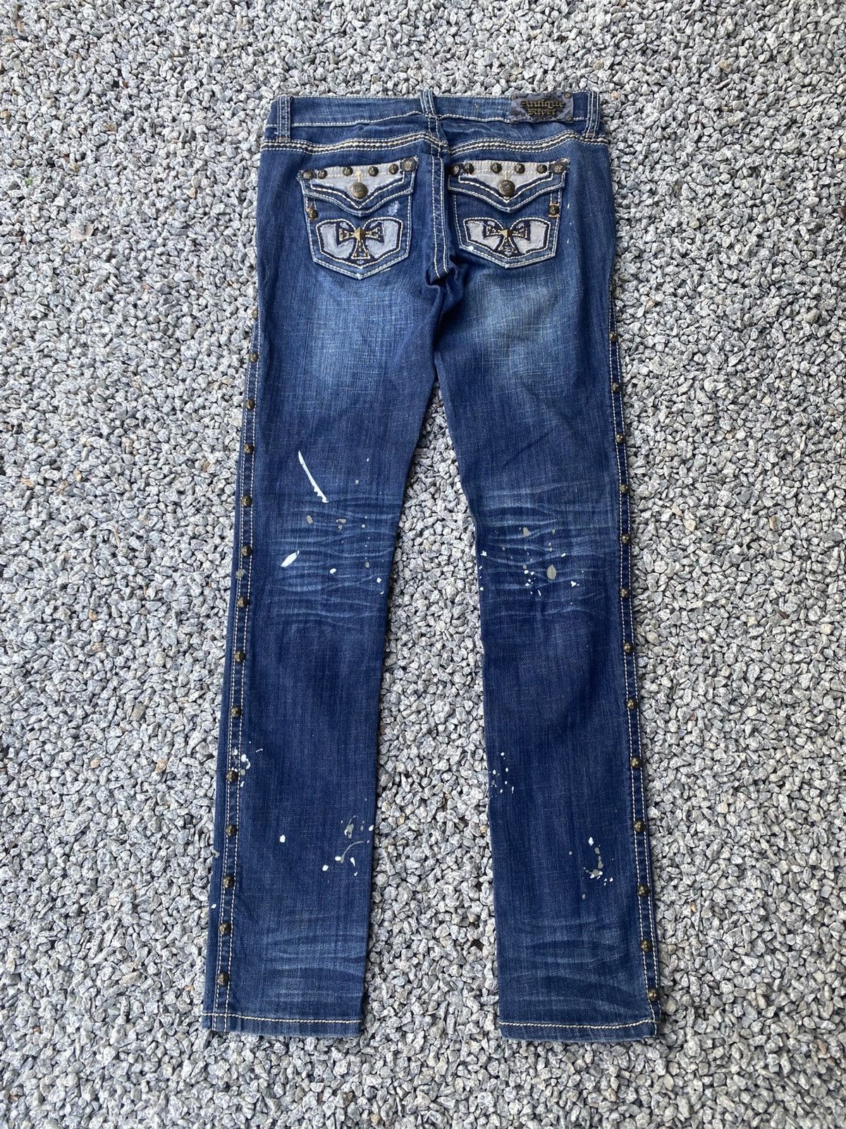 Seditionaries ANTIQUE RIVET STUDDED CROSS CH INSPIRED JEANS Size US 28 / EU 44 - 1 Thumbnail
