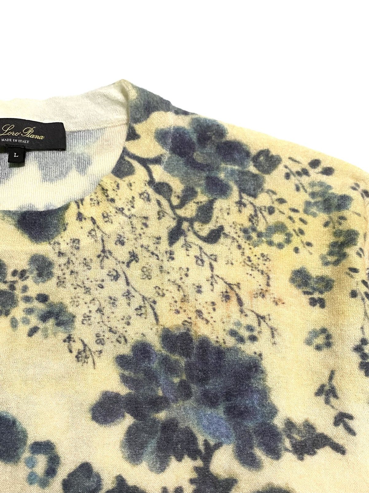Loro Piana LORO PIANA BLUE EYES FLORAL CASHMERE SILK SWEATERS Size L / US 10 / IT 46 - 3 Thumbnail