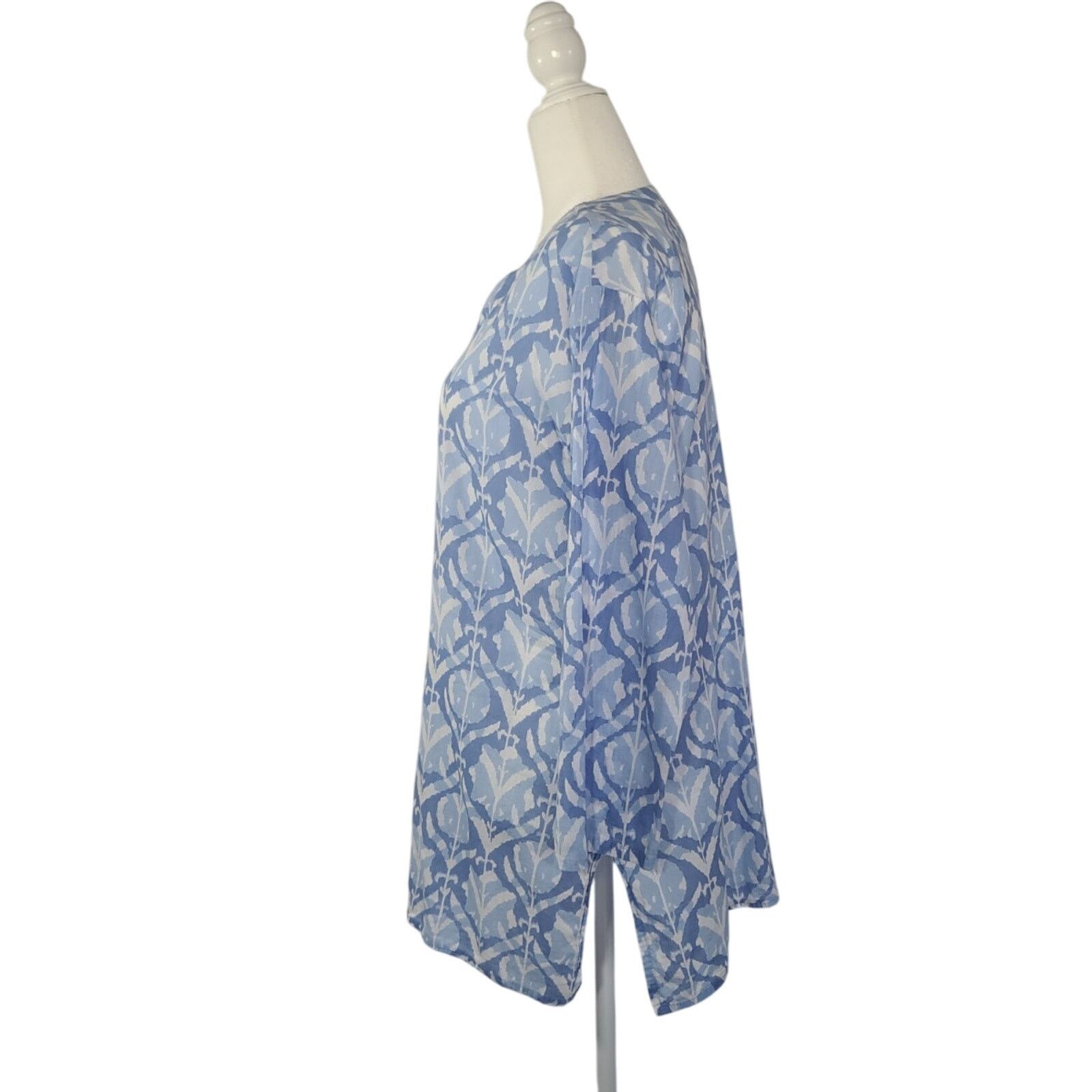 Other Dolma Women's Blue Addison Kurta Cotton Tunic Top Large Size L / US 10 / IT 46 - 4 Thumbnail