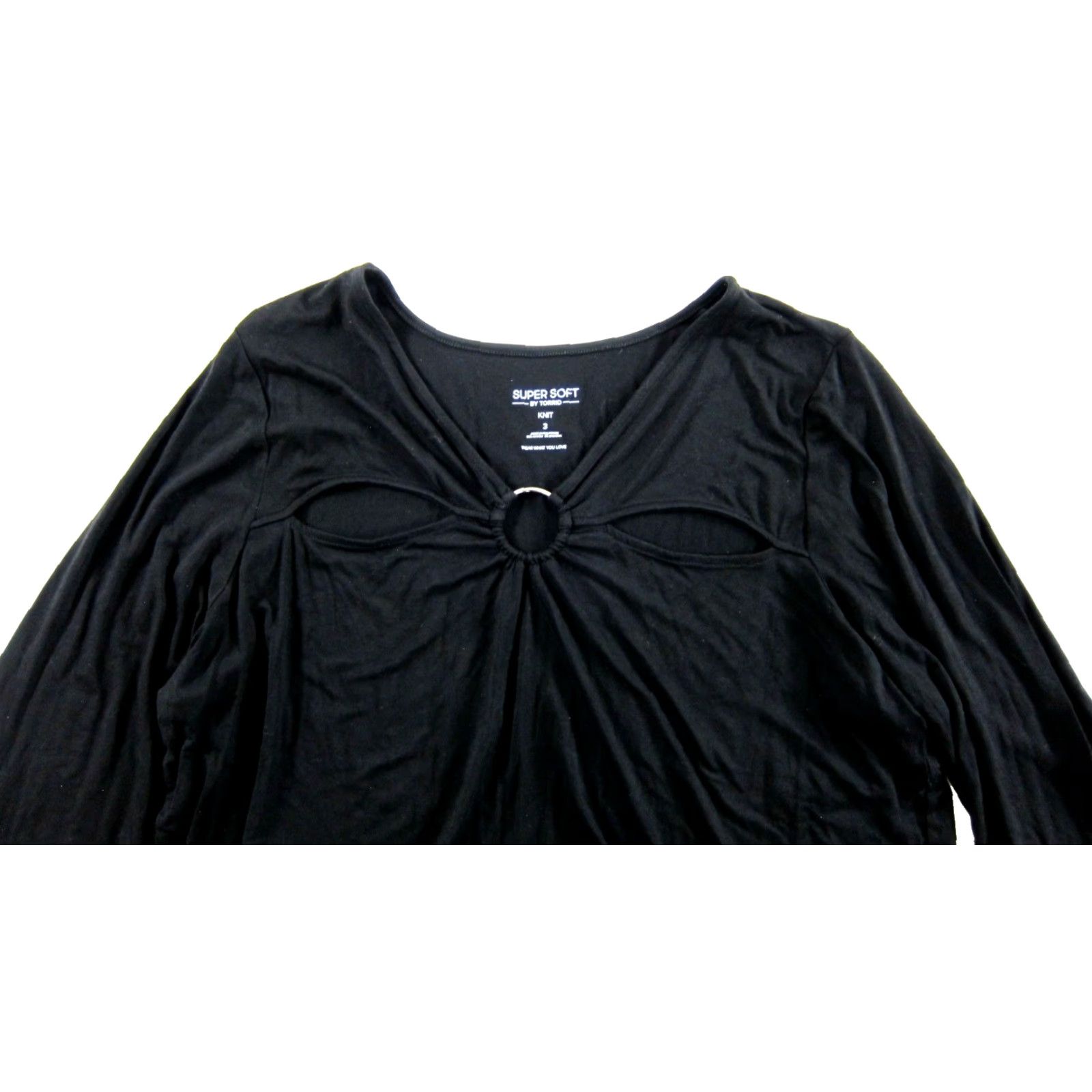 Torrid Torrid Blouse Shirt Women 3X Black Knit Stretch Long Sleeve V-Neck Shaped Classic Solid Stretch Top NWT Size XXL / US 16-18 / IT 52-54 - 4 Thumbnail
