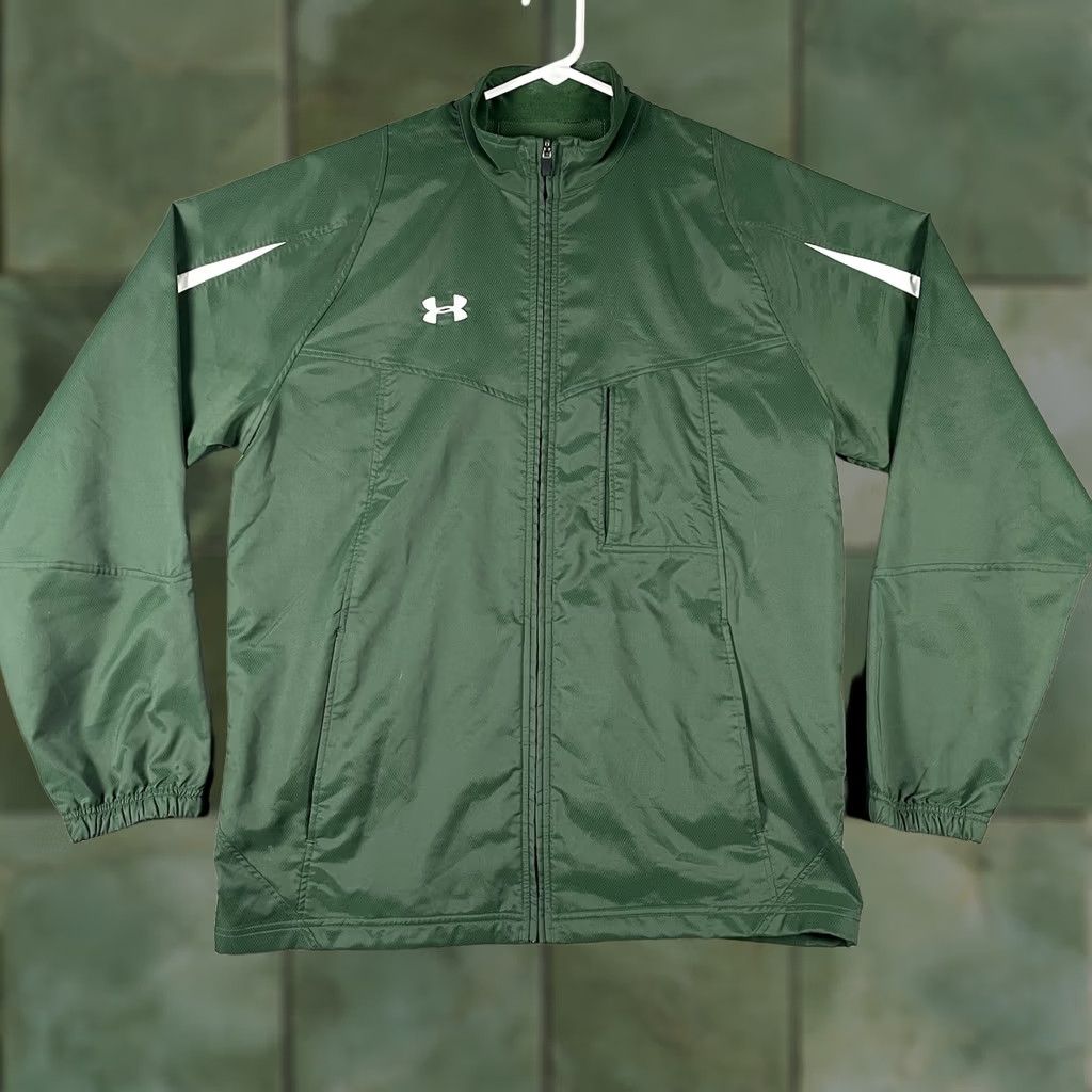Under Armour Under Armour Jacket Mens Medium Green White Full Zip Athletic All Seasons Gear Size US M / EU 48-50 / 2 - 1 Thumbnail