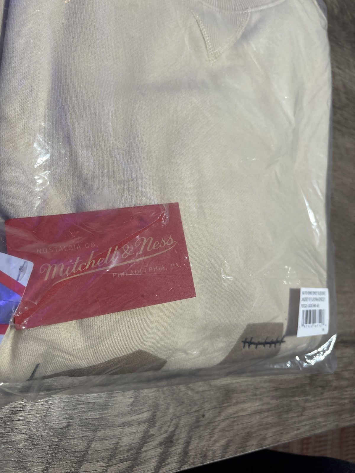 image of Mitchell Ness x Travis Scott Cactus Jack Uc Berkeley Crewneck Medium in Beige, Men's
