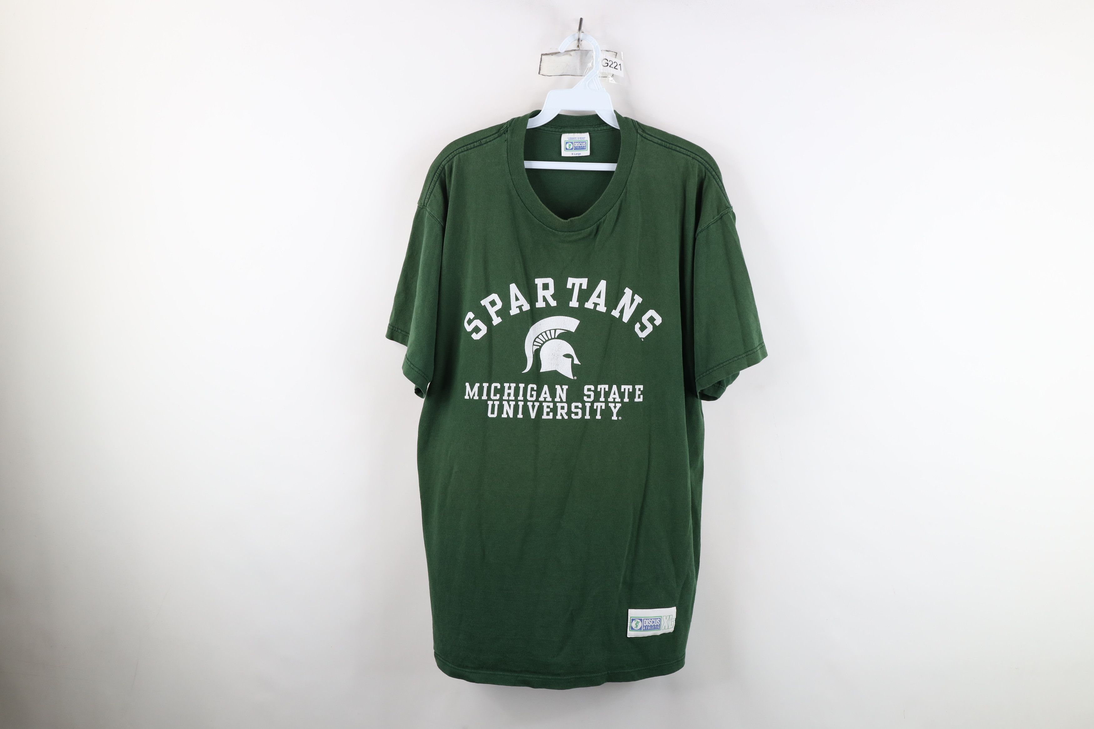 Vintage Vintage 90s Michigan State University T-Shirt Green USA Size US XL / EU 56 / 4 - 1 Thumbnail
