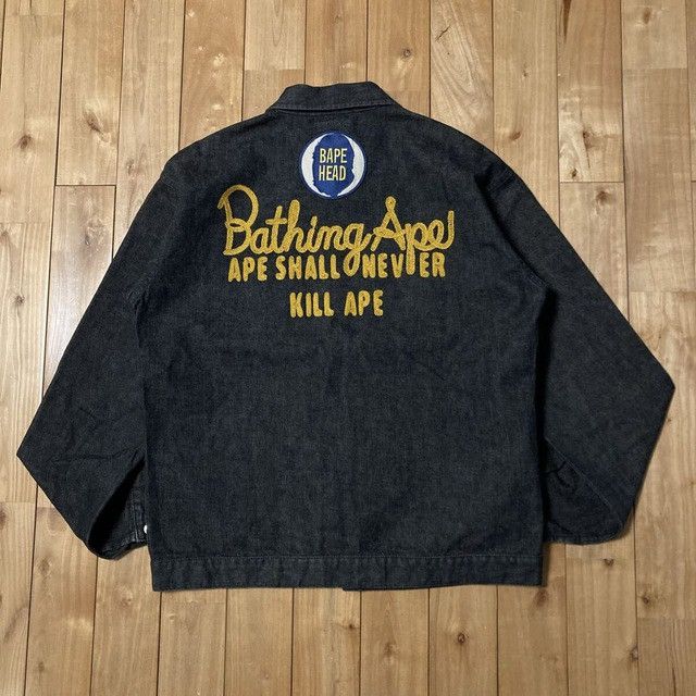 Bape 🔥Vintage🔥 BAPE Champion embroidered black denim jacket NIGO Size US L / EU 52-54 / 3 - 3 Thumbnail