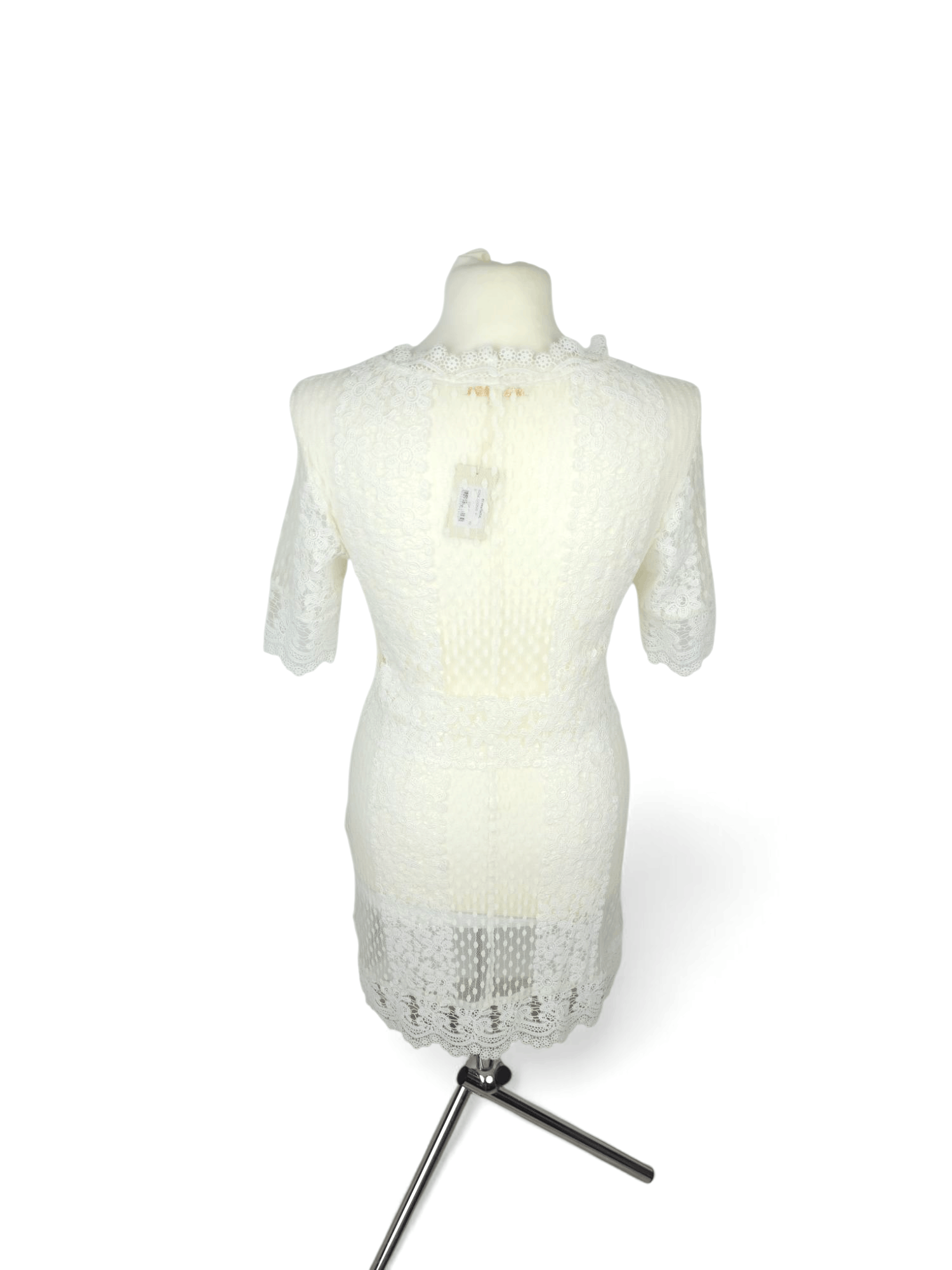 Maje 💎 Maje Transparent White Lace Midi-Length Dress Size M / US 6-8 / IT 42-44 - 2 Thumbnail