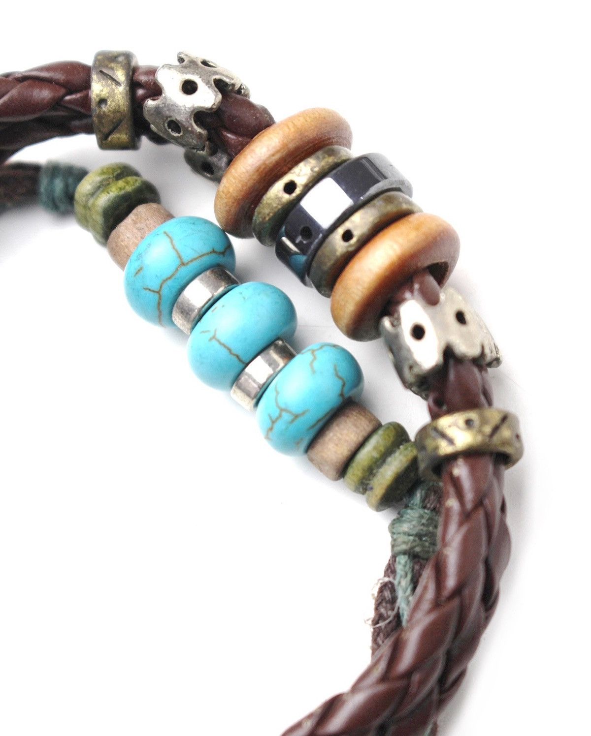 Vintage 2000S JAPANESE MADE TURQUOISE NOMAD LEATHER BRACELET Size ONE SIZE - 5 Thumbnail