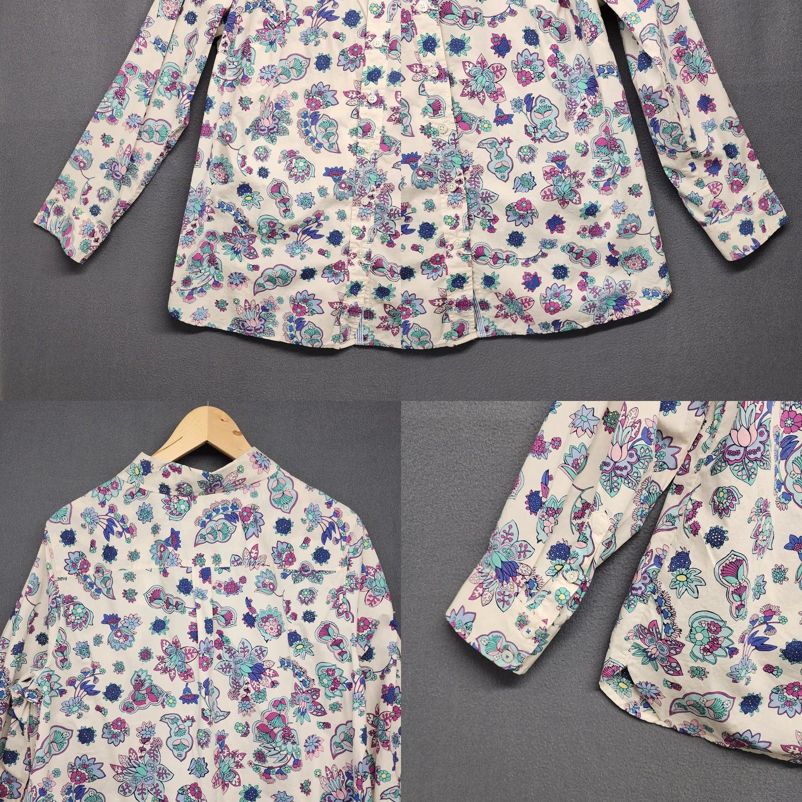 Talbots Talbots Top Womens 1X Blue Floral Long Sleeve Button-Up Cotton Shirt Womens Plus 1X Blue Floral Long Sleeve Button-Up Cotton Talbots Shirt Boys? Size XL / US 12-14 / IT 48-50 - 8 Thumbnail