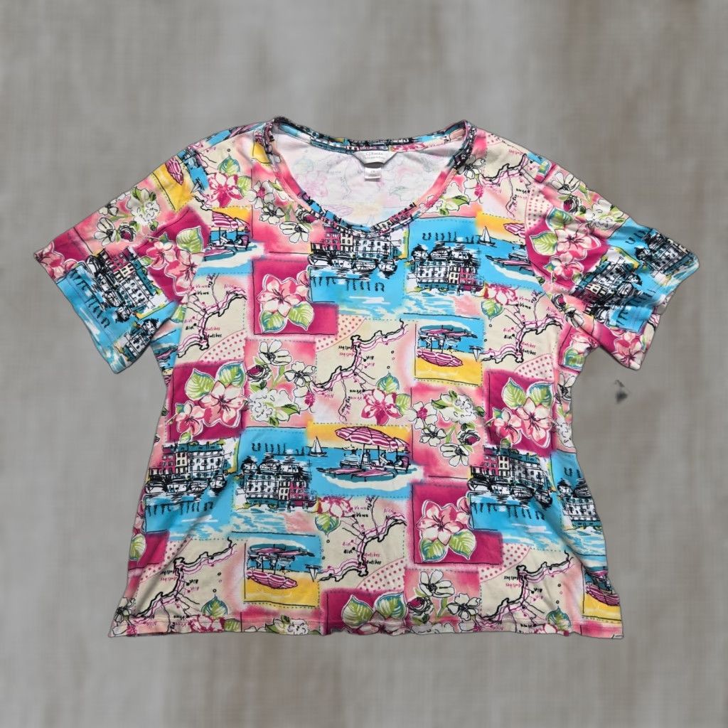 Vintage VINTAGE CJ PARIS Shirt Women Plus 2X Short Sleeve Casual Travel Cotton Blouse Summer Size XXL / US 16-18 / IT 52-54 - 1 Thumbnail
