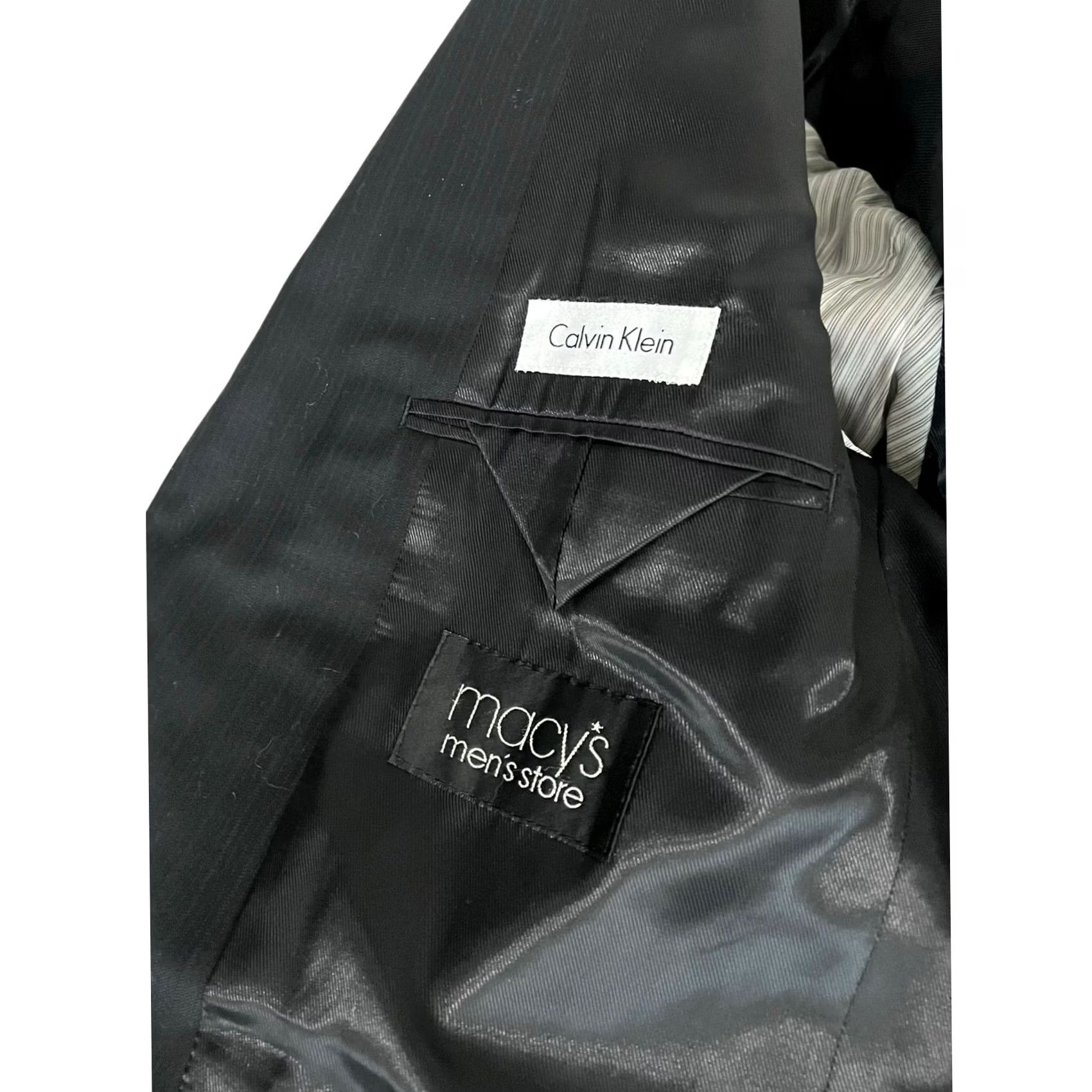 Calvin Klein Calvin Klein Blazer Shirt Jacket 2 Piece Mens Suit Jacket 42R Black Wool Inner Pockets 100% Wool Regular Mens Size 42R - 7 Thumbnail