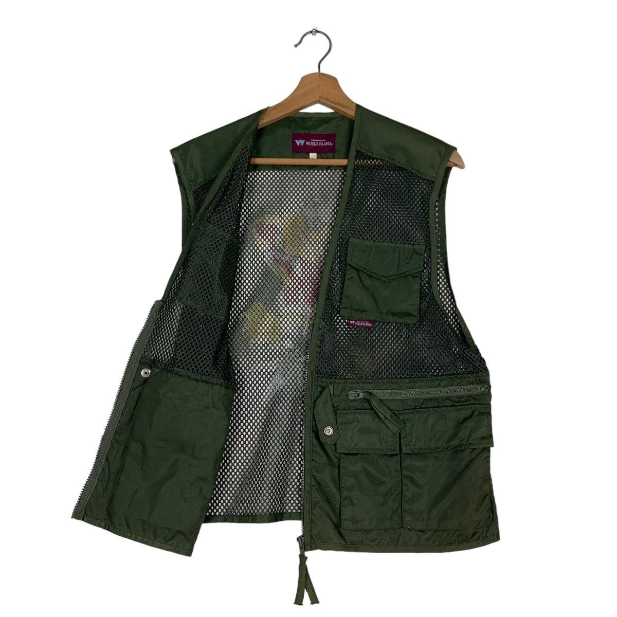 Vintage WORLD ISLAND Tiger Graphic on Back Utility Vest #0556-C26 Size US L / EU 52-54 / 3 - 9 Thumbnail