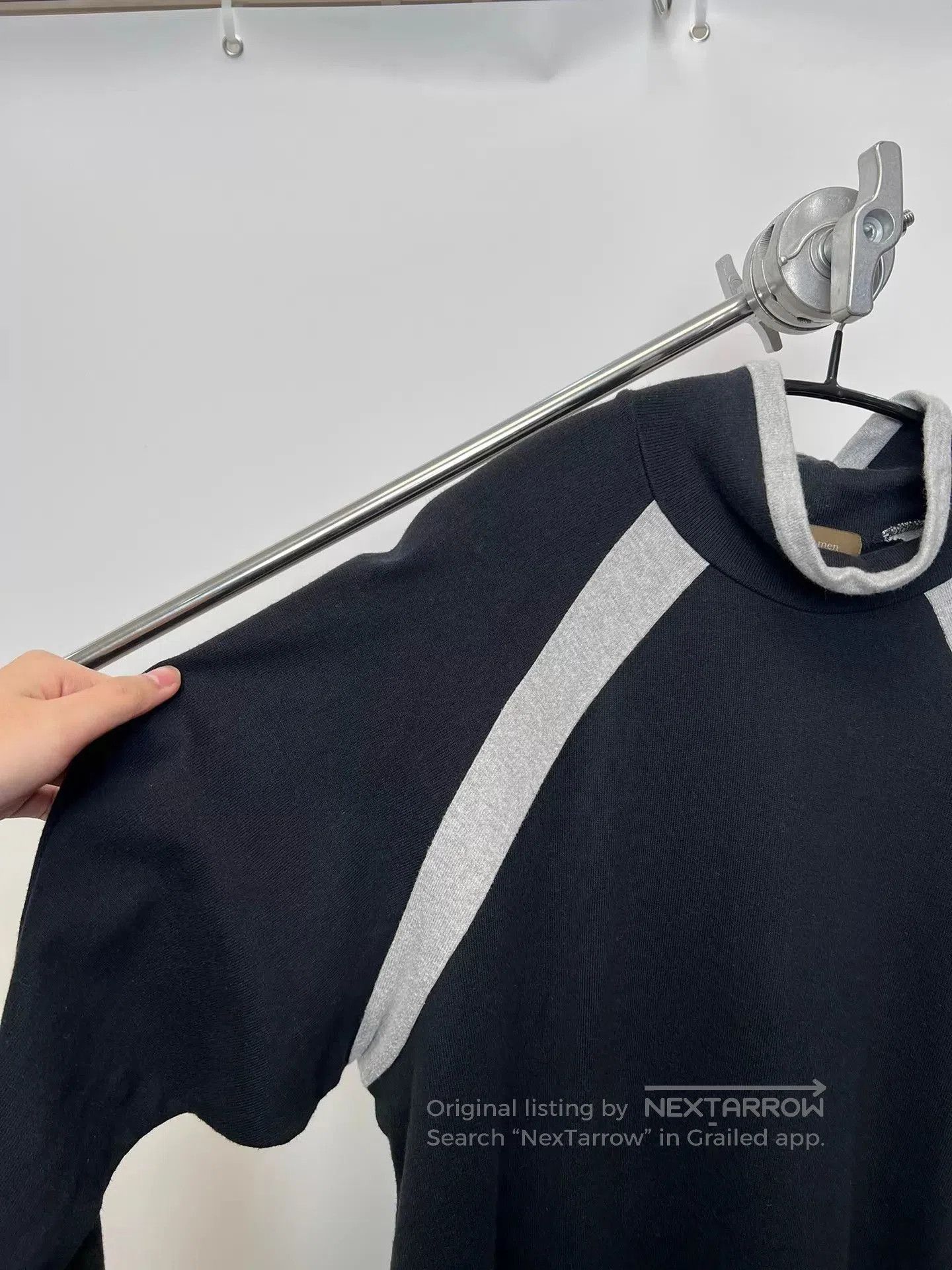Yohji Yamamoto Black Long Sleeve High Neck Shirt with Gray Accents. Size US L / EU 52-54 / 3 - 5 Thumbnail