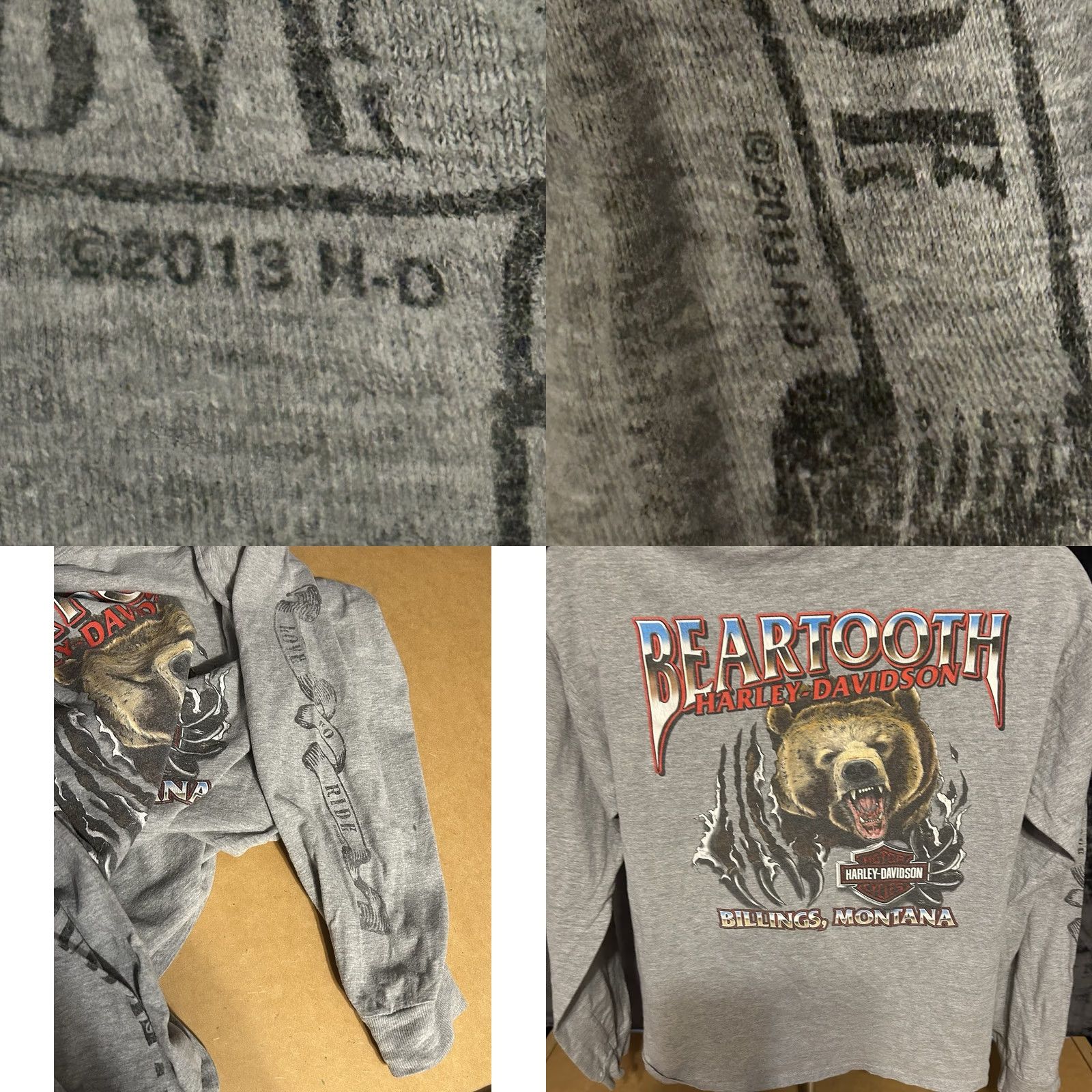 Harley Davidson Harley Davidson Beartooth Montana Long Sleeve Shirt - Men's Large Gray 2010-2019 Knit Cotton Shirt Size US L / EU 52-54 / 3 - 11 Thumbnail