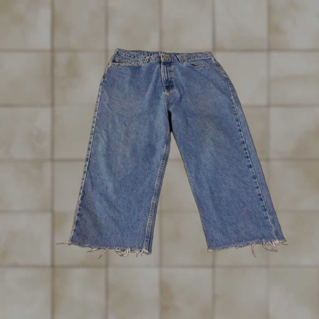 Ralph Lauren VINTAGE Ralph Lauren Jeans Mens 36x22 Blue Denim Straight Leg Distressed Frayed Hem Cotton Zip Size US 36 / EU 52 - 1 Thumbnail