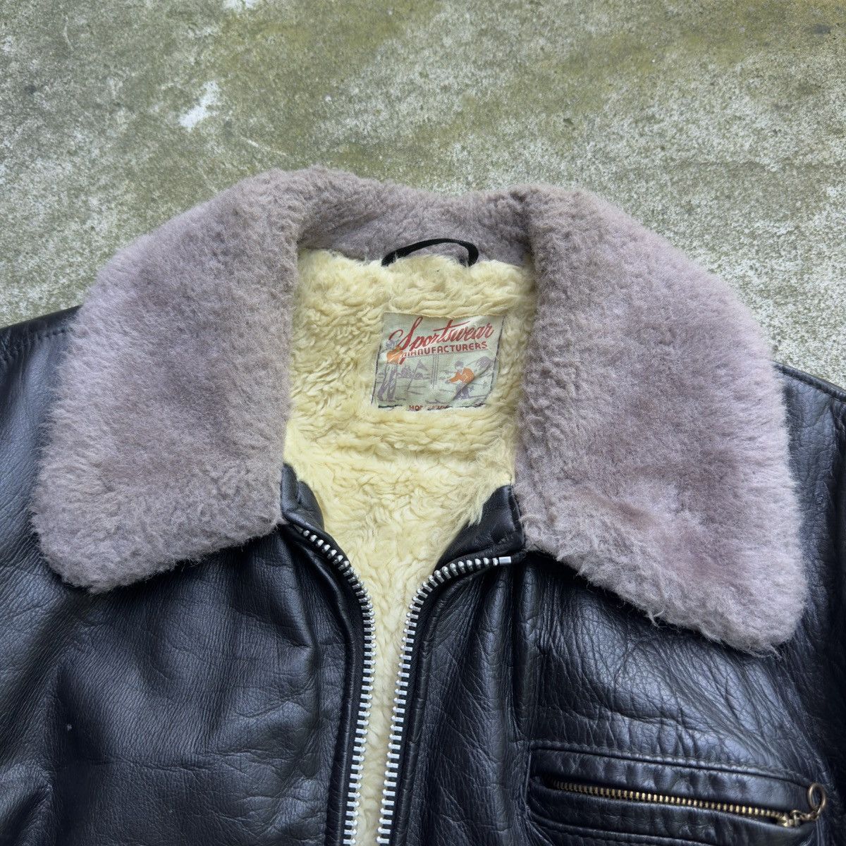 Vintage 40s 50s Leather Horsehide Shearling Jacket ERD Grunge Size US L / EU 52-54 / 3 - 23 Thumbnail