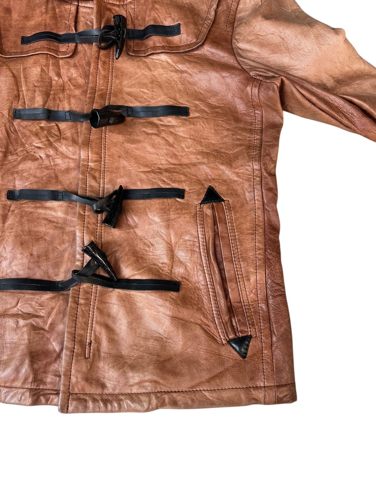 Ekam Haruf Japan Patina Sheepskin Leather Hoodie Toggle Jacket Size US M / EU 48-50 / 2 - 10 Thumbnail