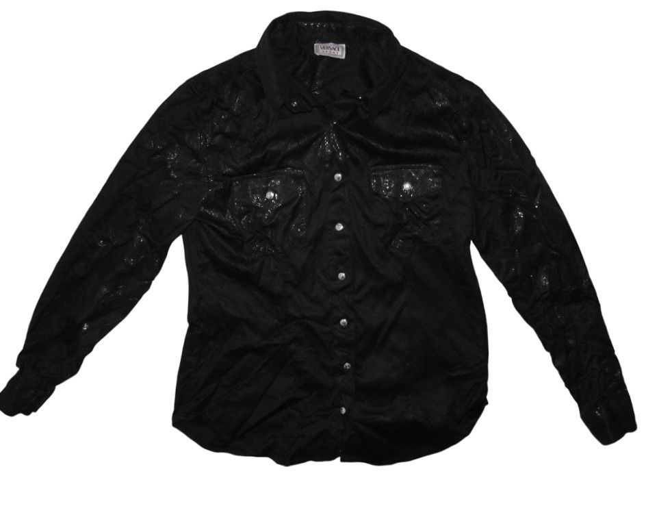 Versace VESRACE SPORT SHINY SNAKESKIN PRINT SHIRT Size S / US 4 / IT 40 - 1 Thumbnail