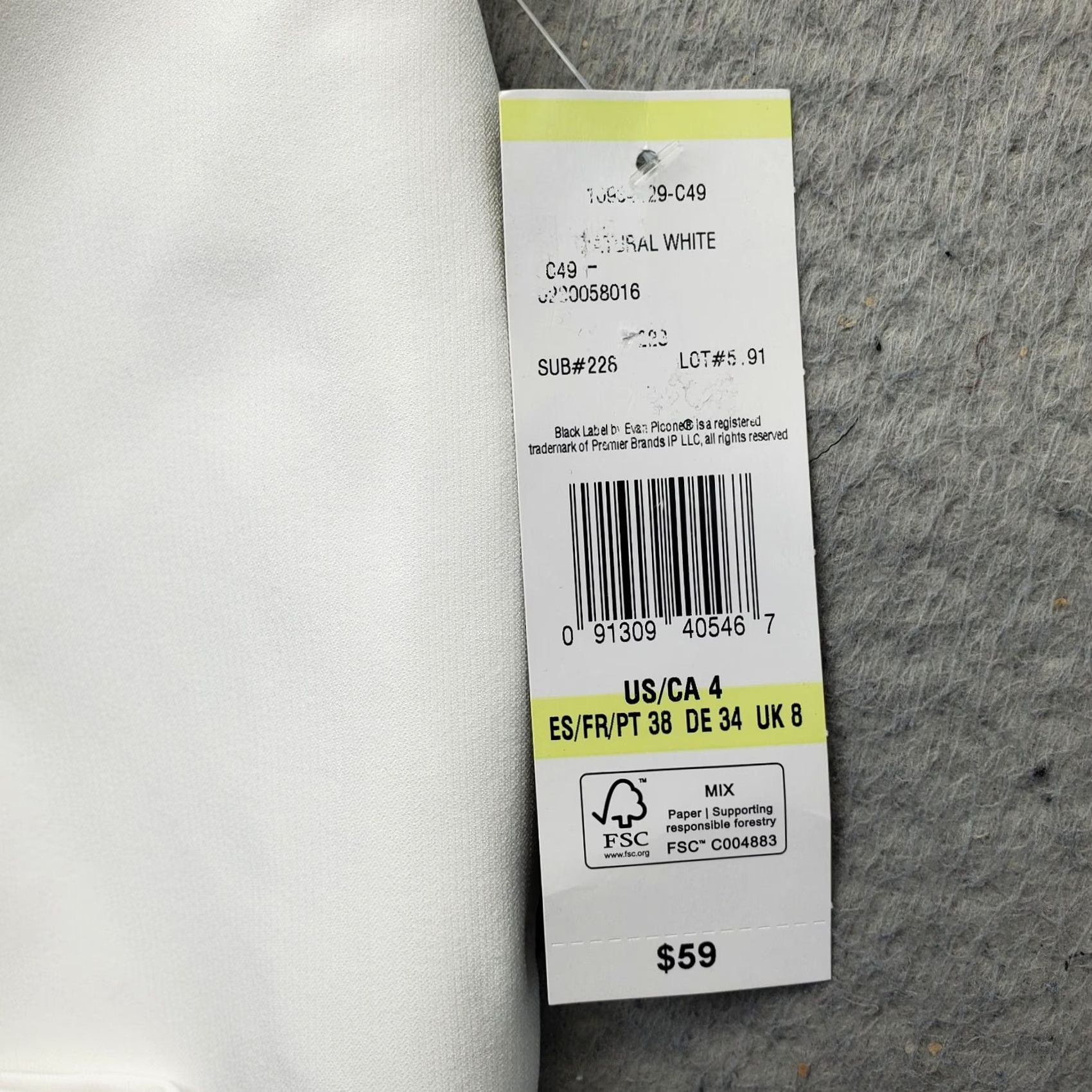 Evan Picone Evan-Picone Black Label Pants Womens 4 White Stretch Flat Front Straight Fit Dress Pants Size 27" / US 4 / IT 40 - 7 Thumbnail