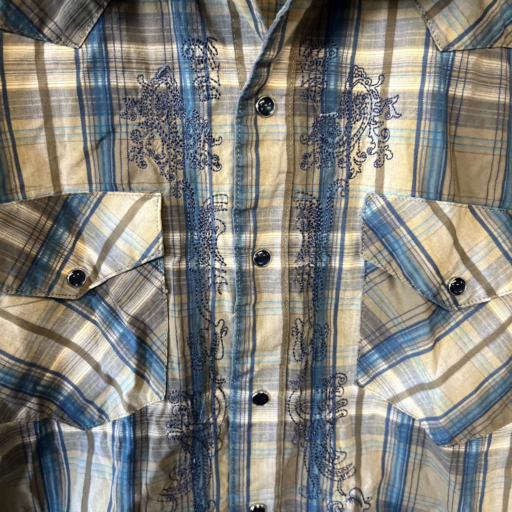 Wrangler Wrangler Shirt Mens M Medium Brown Plaid Retro Snap Button-Up Cotton Size US M / EU 48-50 / 2 - 3 Thumbnail