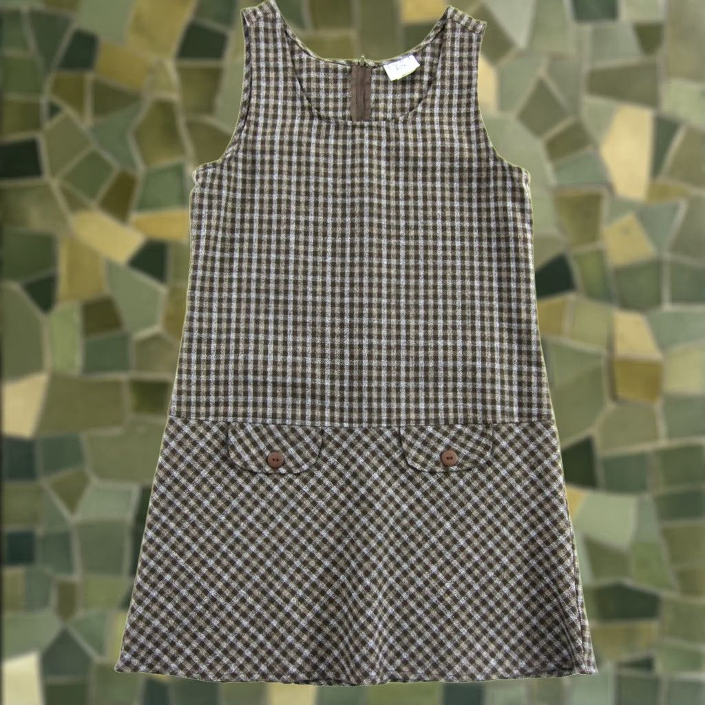 Pinko VINTAGE Ultra Pink Plaid Sleeveless Tank Dress Shirt Dress Women S Brown Grey 70s 80s 90s Size S / US 4 / IT 40 - 1 Thumbnail