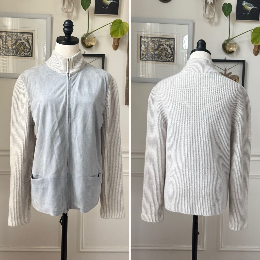 Salvatore Ferragamo Salvatore Ferragamo Wool Cashmere and Sueded Leather Full Zi Size L / US 10 / IT 46 - 1 Thumbnail