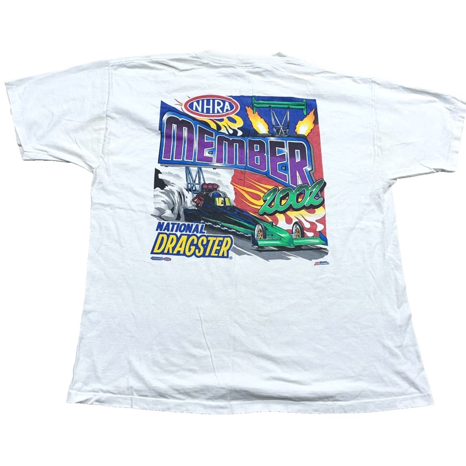 Vintage VINTAGE NHRA Shirt Men 2XL White Drag Racing Tee Y2K Grunge Stained Worn Graphic Print Short Sleeve Crew Neck Logo Decade: 90s Size US XXL / EU 58 / 5 - 2 Thumbnail