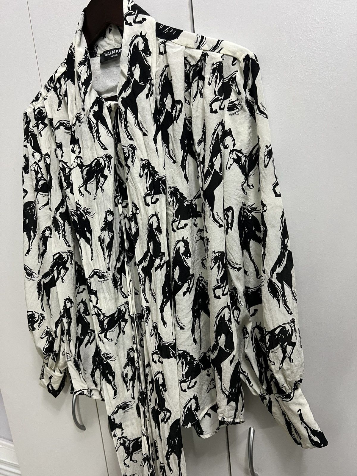 Balmain Balmain Printed Silk Shirt Tie Neck Size S / US 4 / IT 40 - 2 Thumbnail